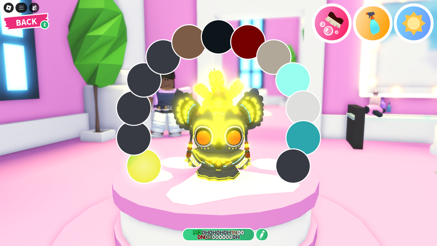 The Salon UI for changing the colors on a Temple Friend!