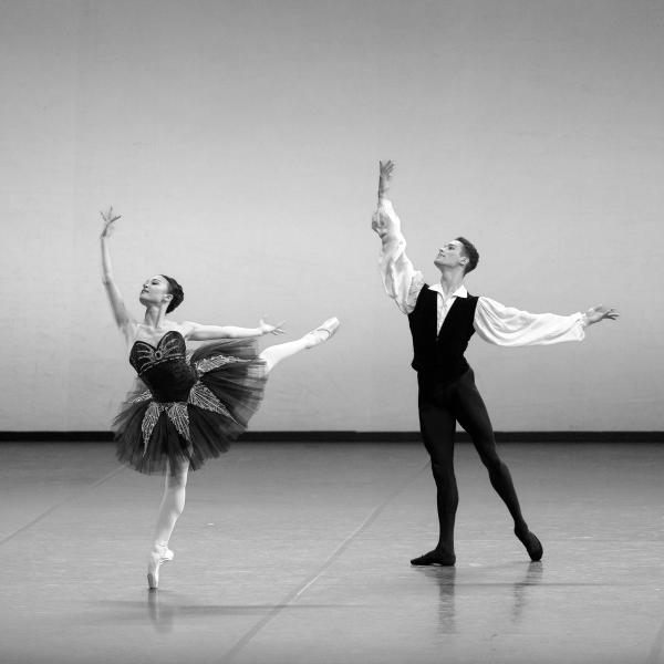 Two dancers on a stage