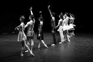 The company on stage