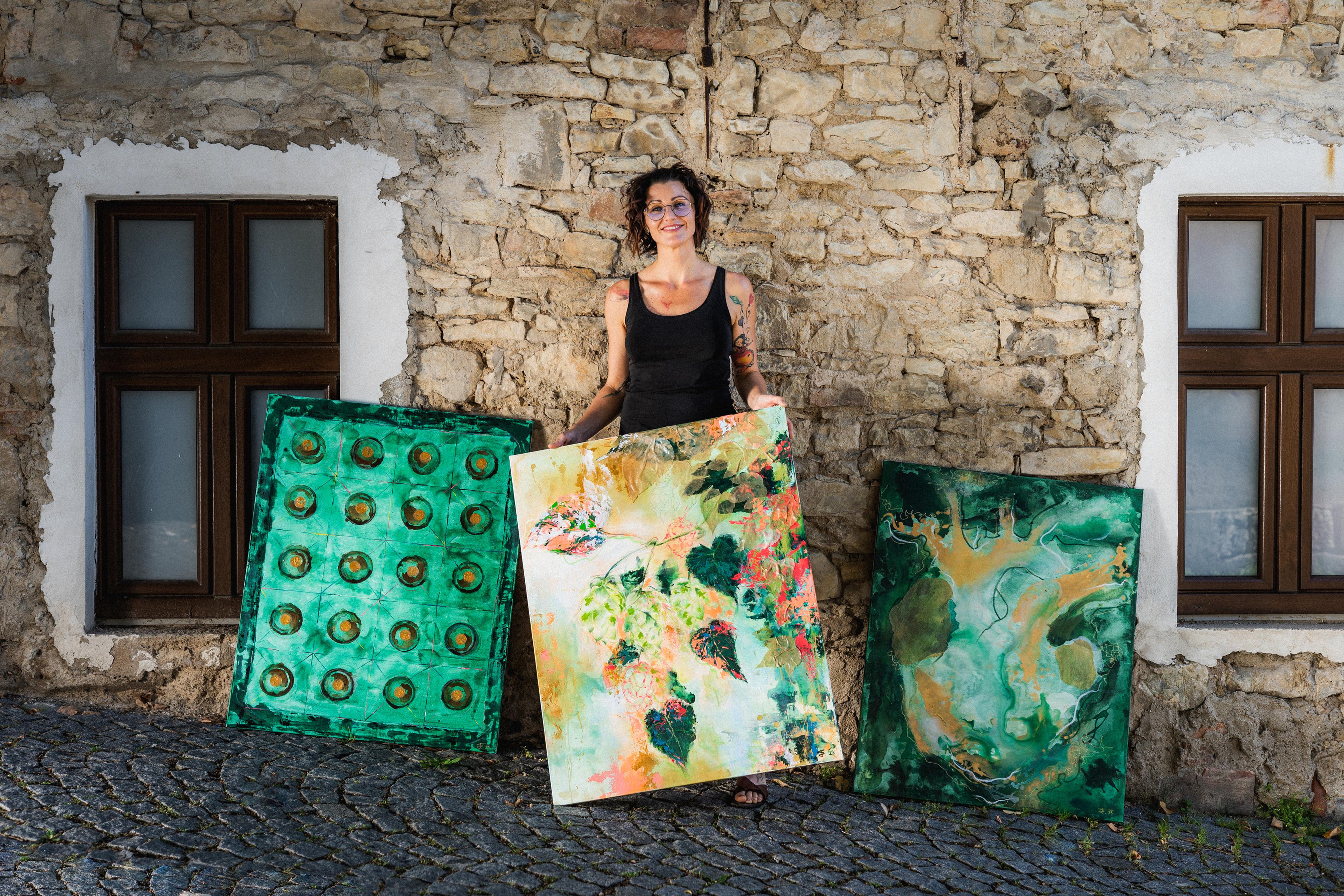 Pilsner Urquell / Paintings incorporating fabric made from beer 5