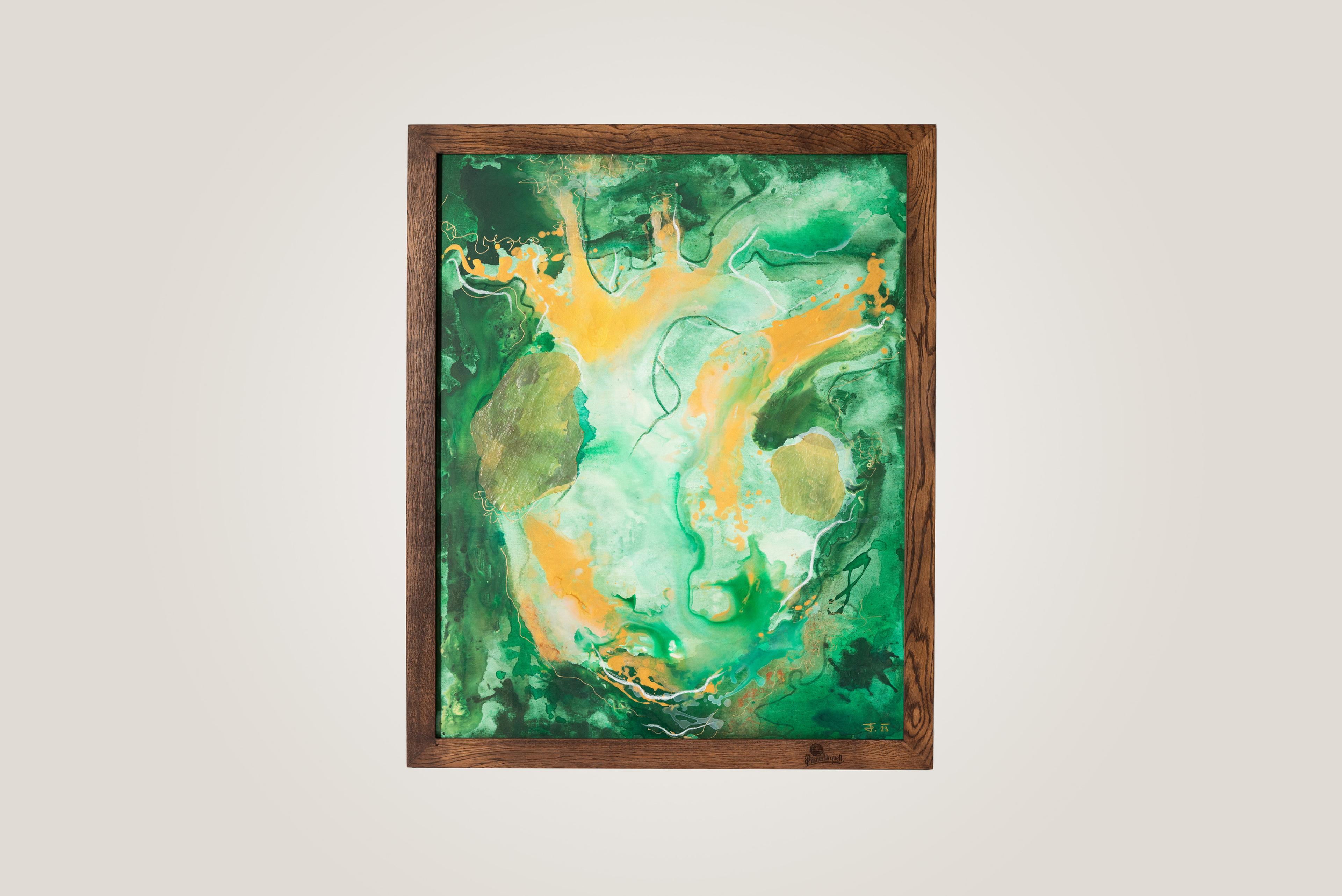 Pilsner Urquell / Paintings incorporating fabric made from beer 3