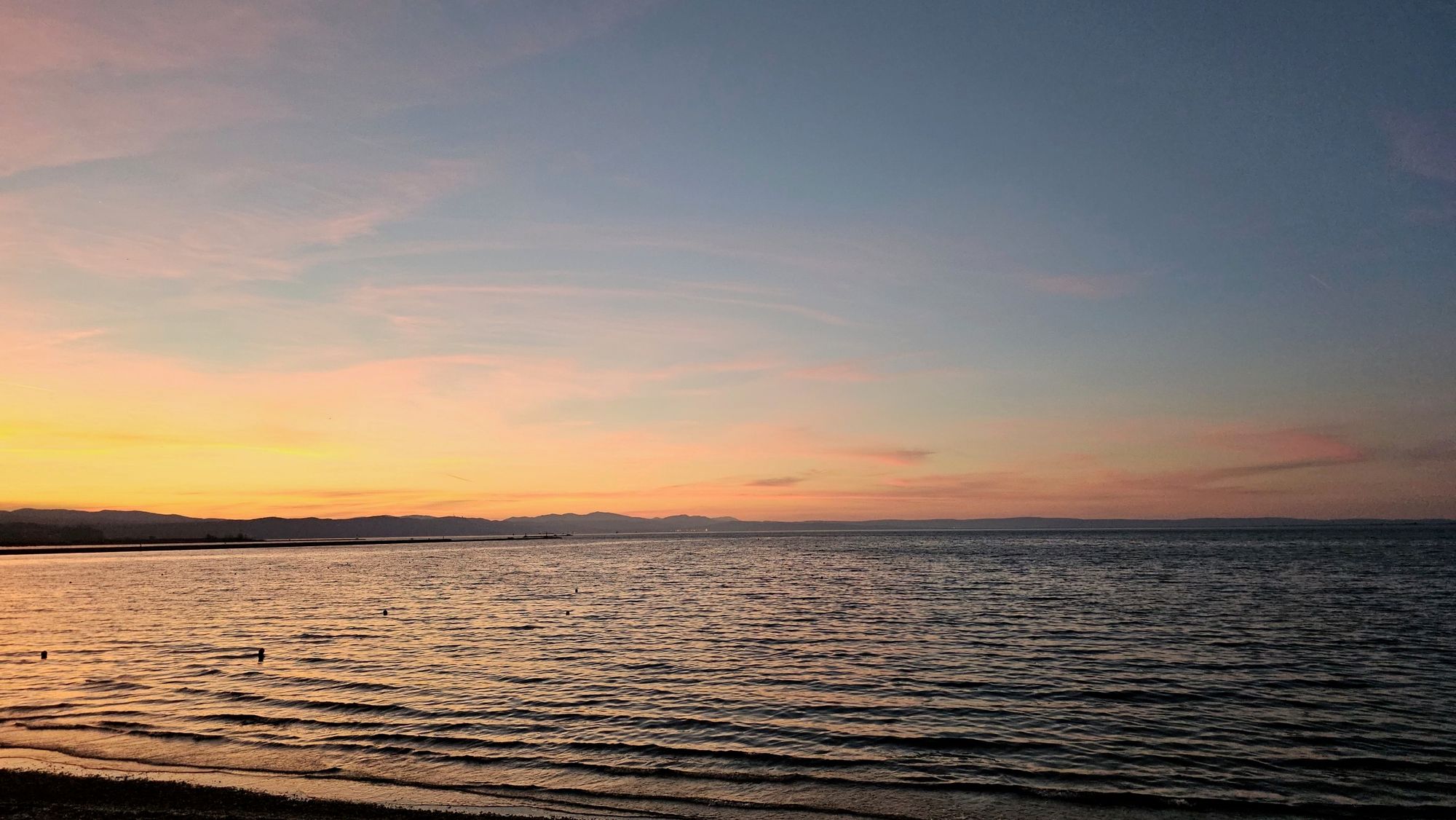 Sunrise over the Gulf of Trieste on the morning of the Barcolana