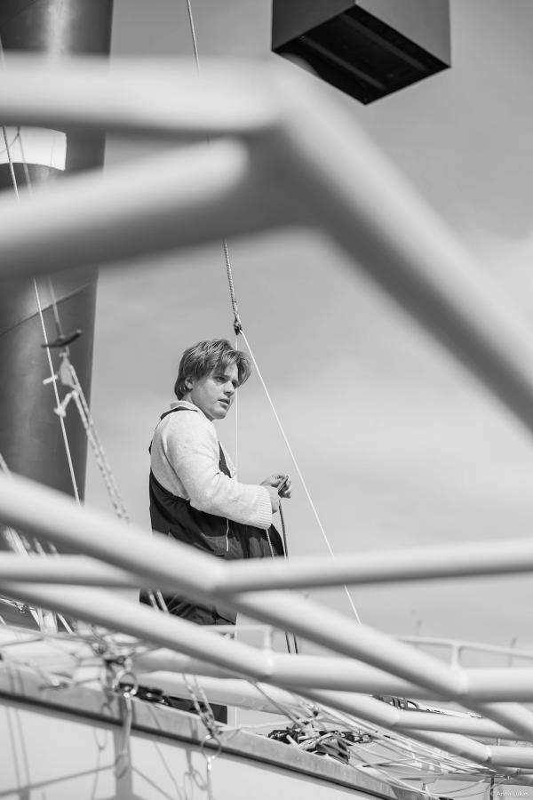 Jan Kwapinski on board the Mr. Cello Due