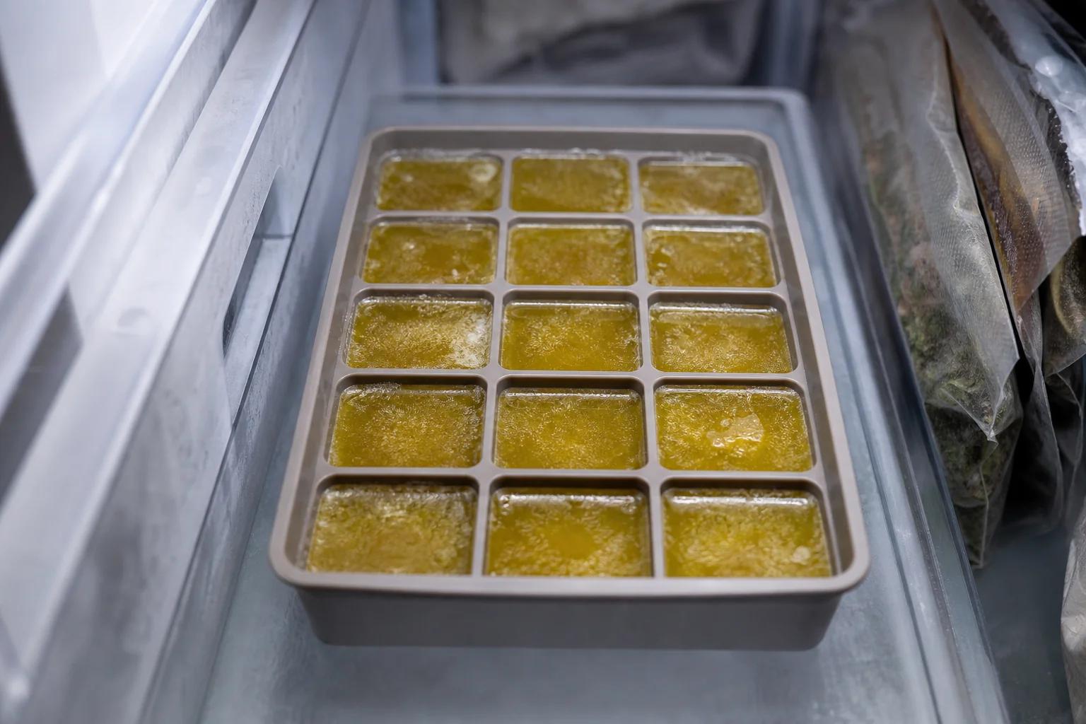 Cannabutter portioned into cubes for long-term freezer storage