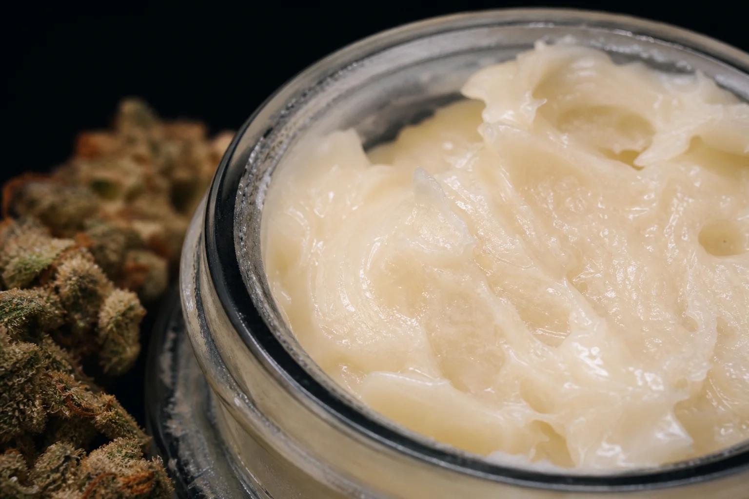 Macro of milky white solventless live rosin
