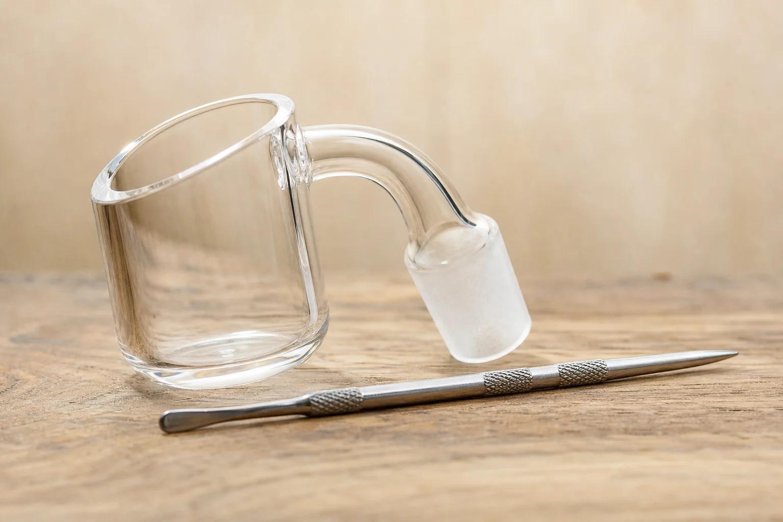 Quartz banger nail and dab tool used with a cannabis dab rig