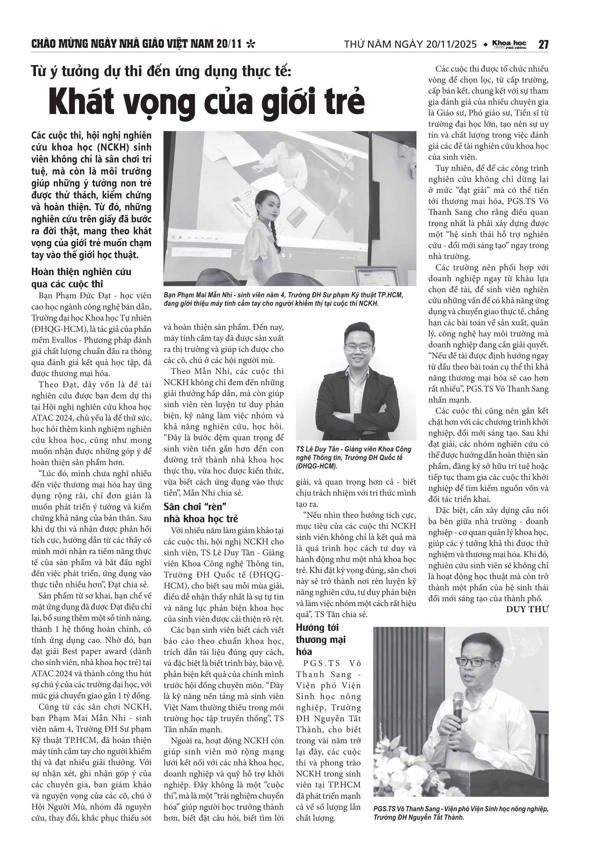 Từ Ý Tưởng Dự Thi Đến Ứng Dụng Thực Tế: Khát Vọng Của Giới Trẻ