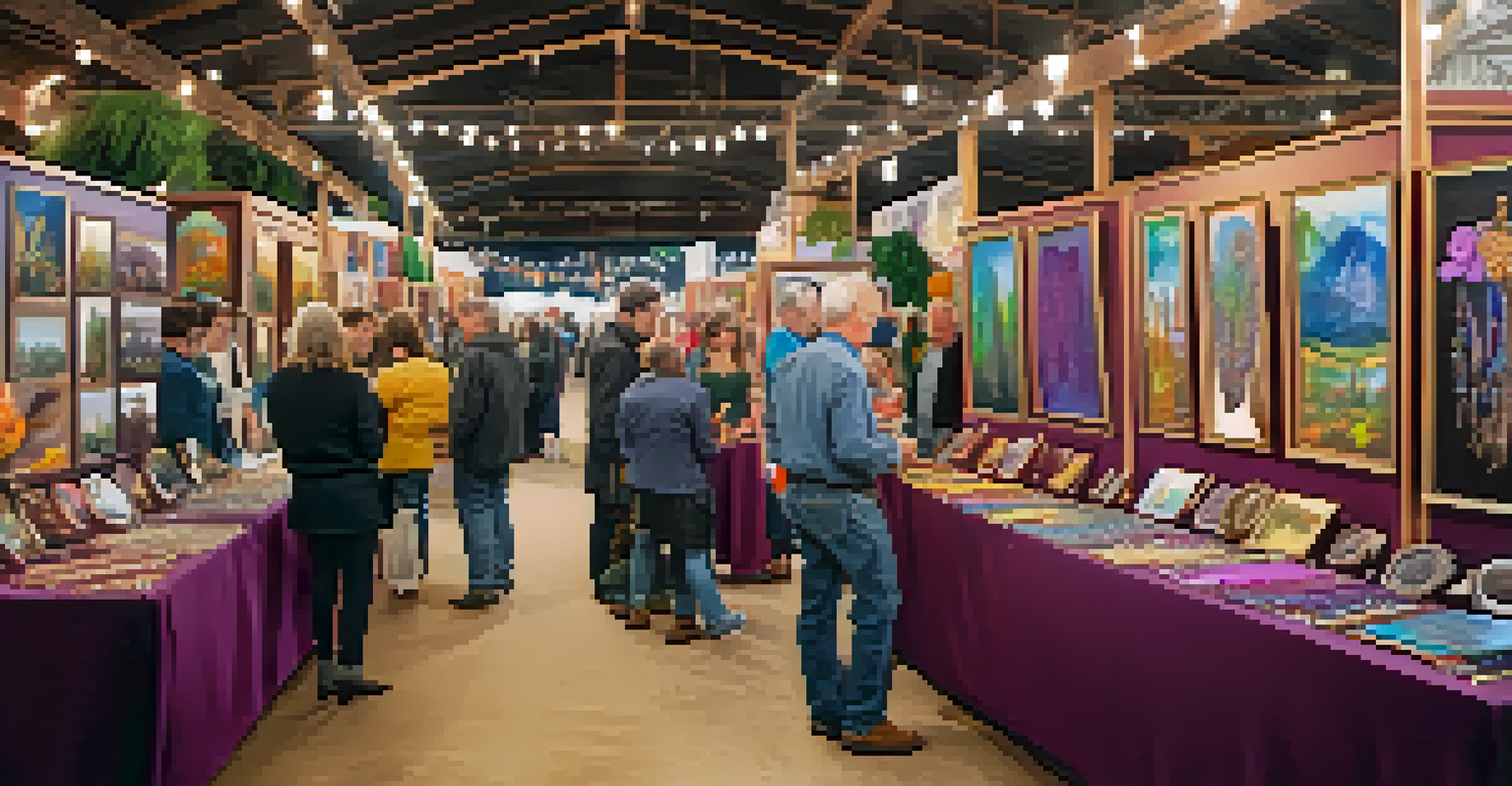 A scene at a local artisan fair with jewelers showcasing handcrafted jewelry and attendees interacting.