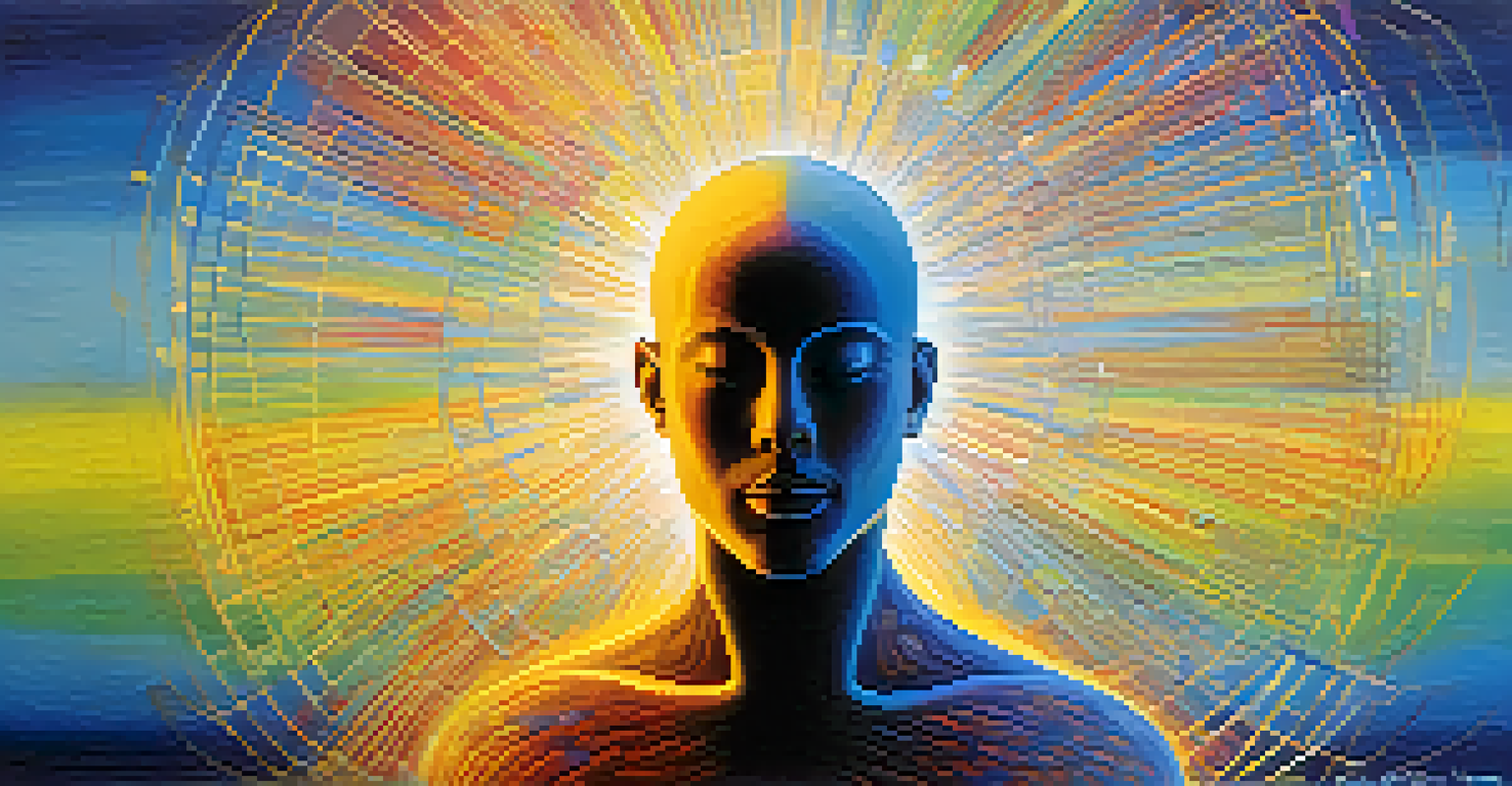 A human silhouette with colorful energy fields surrounding it, set against a gradient background, representing different healing qualities.