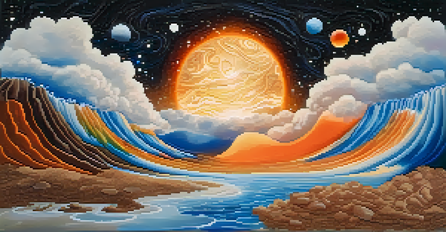 A colorful representation of the five elements in Siddha medicine: earth, water, fire, air, and space, depicted with vibrant colors and harmonious design.
