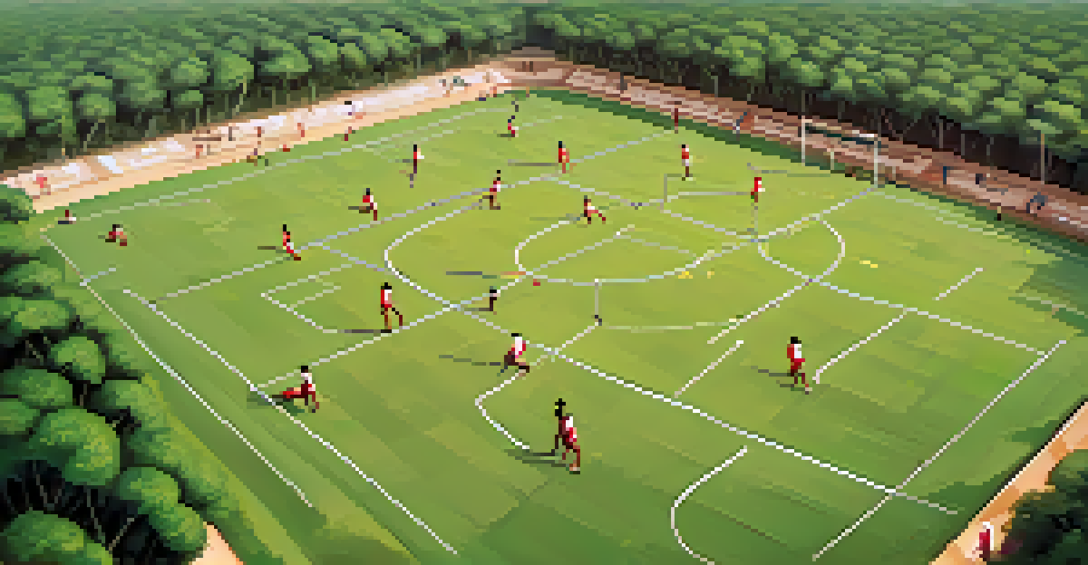 Aerial view of a Kho-Kho field, illustrating the layout and positioning of players.