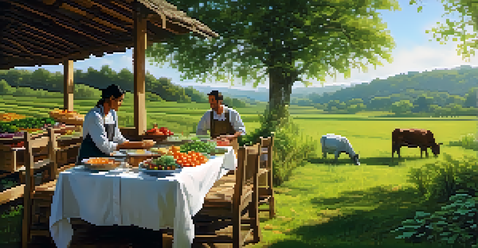 A beautiful outdoor dining setup featuring fresh vegetables and traditional Indian cuisine in a farm setting.