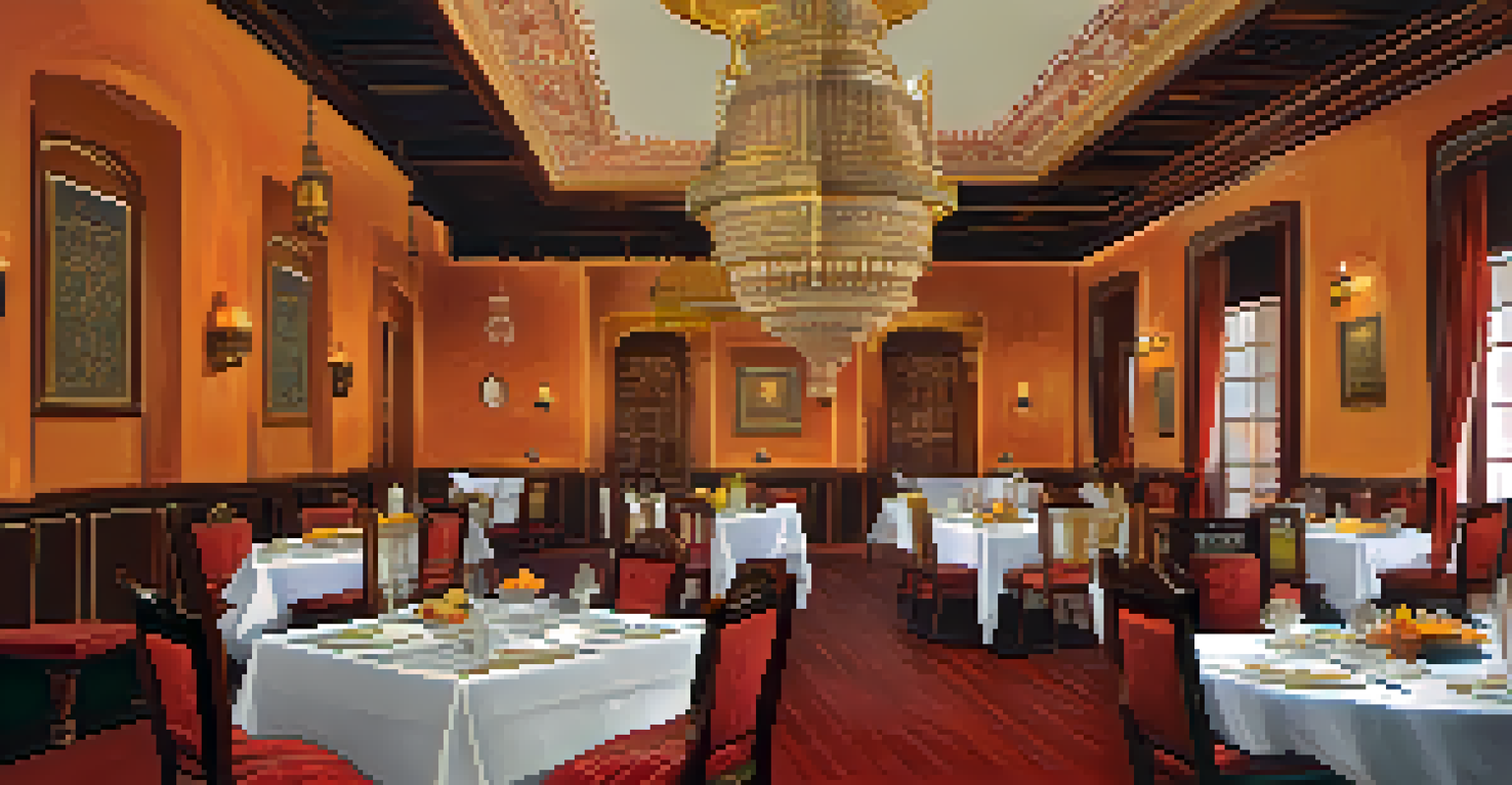 A lavish dining hall with an elegantly set table, traditional dishes, and ornate decor, creating a royal ambiance.
