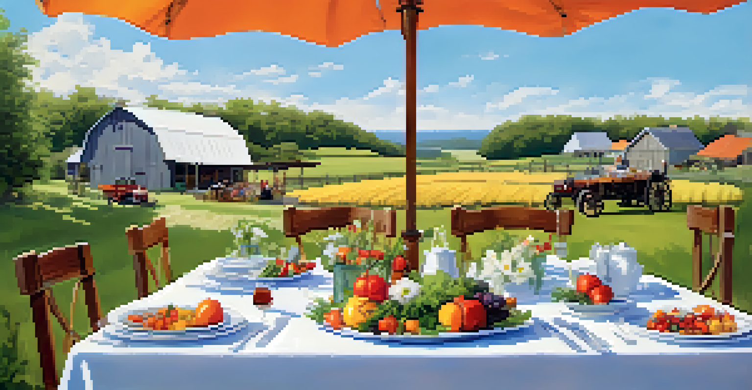 An outdoor dining setup with seasonal dishes and flowers on the table, surrounded by happy guests enjoying their meal.