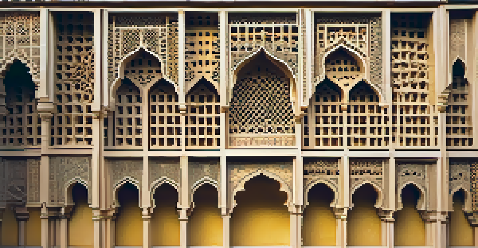 A close-up view of detailed jali work on Jaisalmer Fort, showcasing intricate sandstone patterns and sunlight shadows.