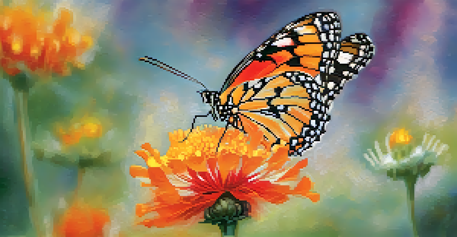 A close-up image of a butterfly on a flower, showcasing its intricate wings and natural colors.