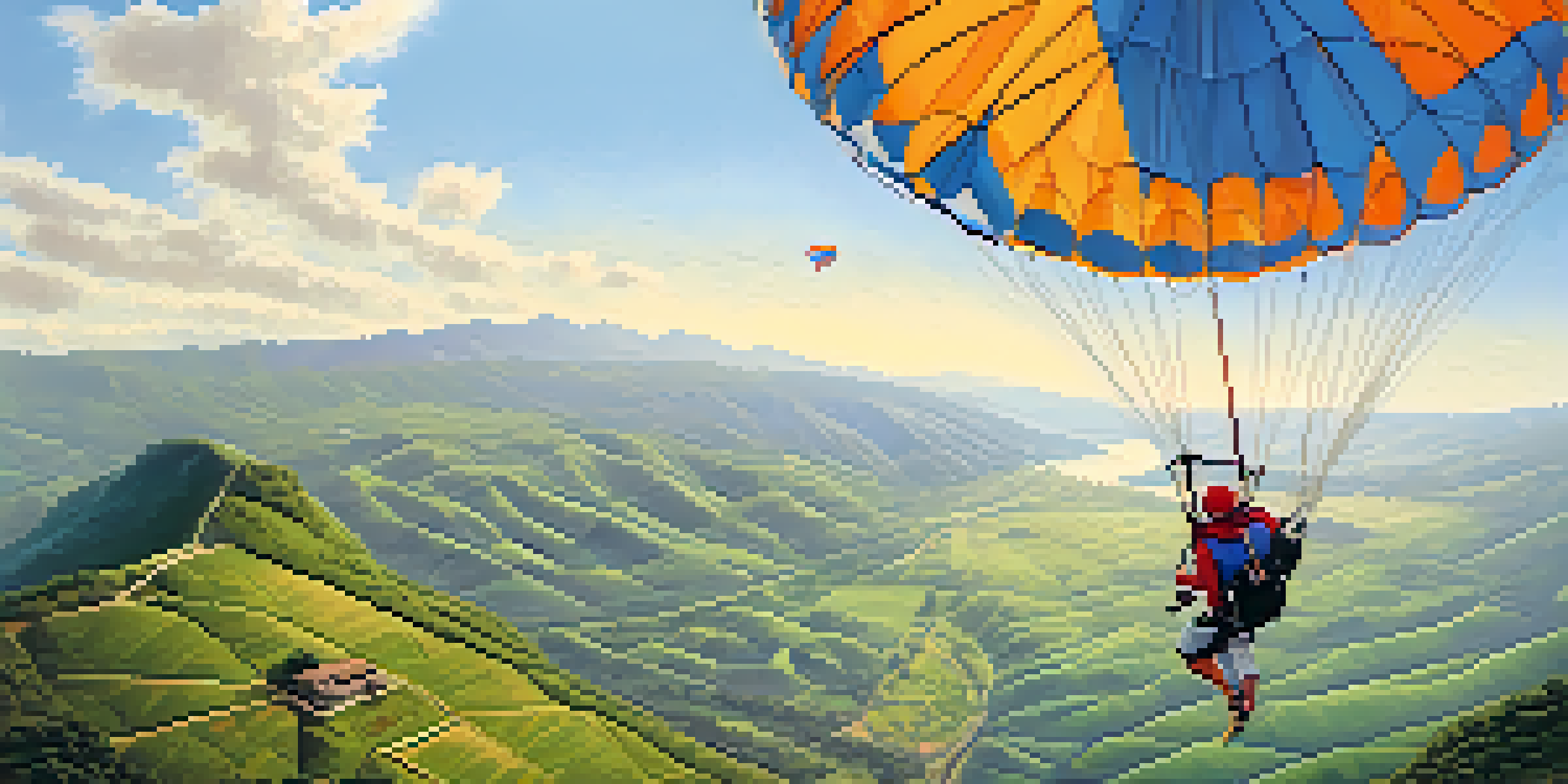Beginner climbers on rocky cliffs in Kamshet with paragliders flying above in a beautiful landscape.