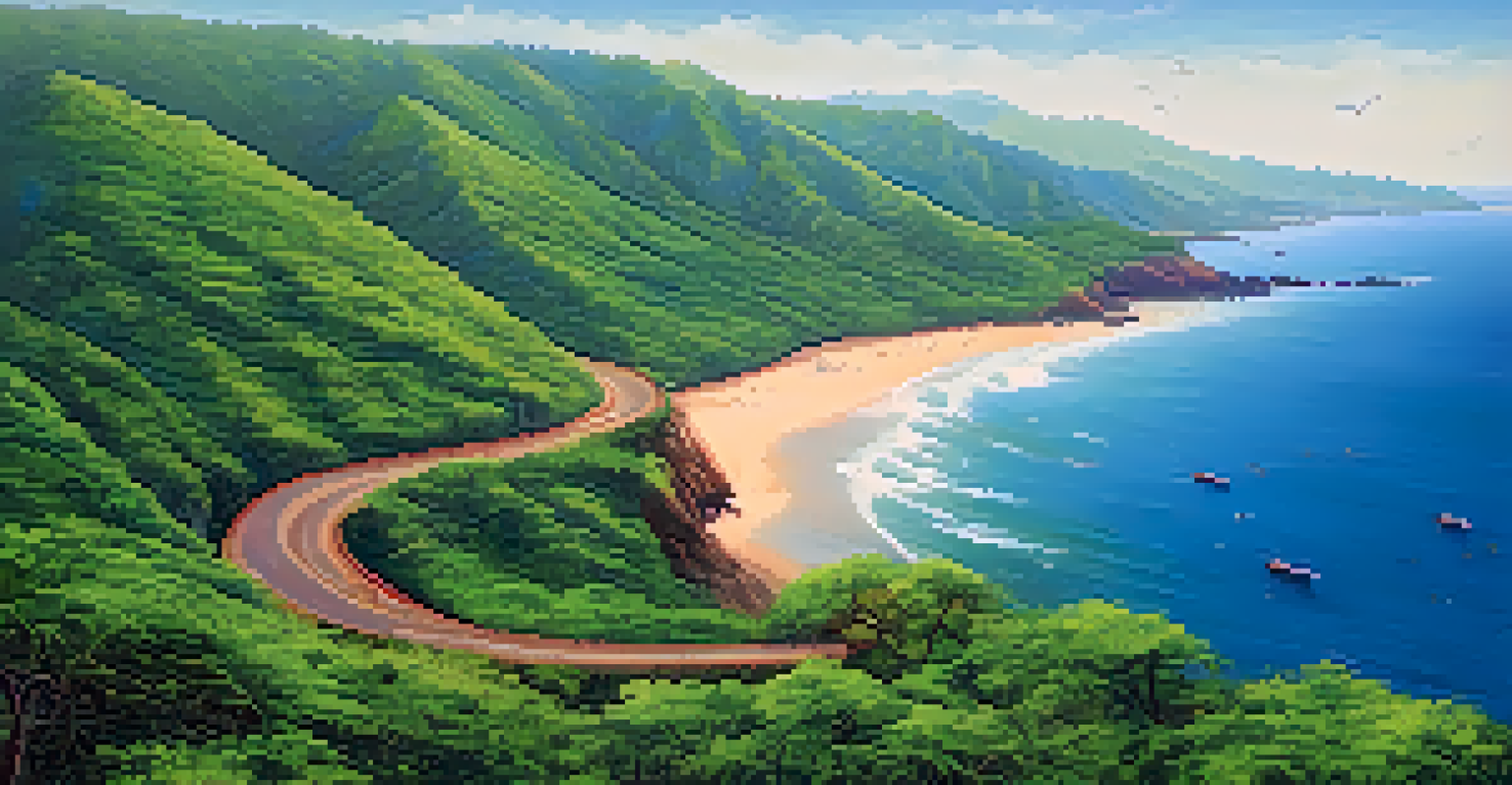 Aerial view of the Konkan Coast with cliffs, beaches, and lush greenery meeting the Arabian Sea.