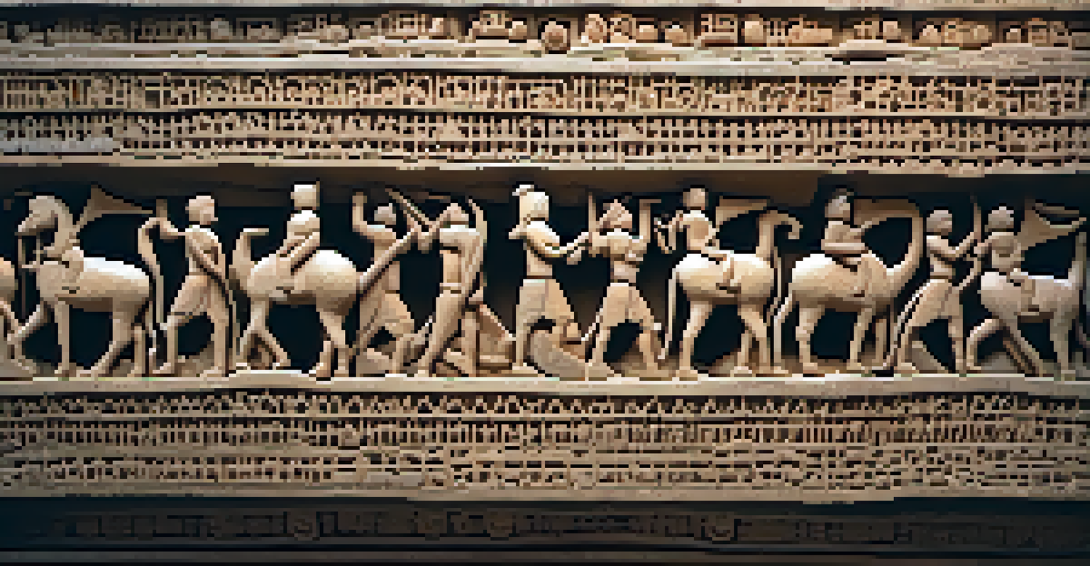A close-up of a weathered stone carving from the Ajanta caves, showcasing intricate details and textures.