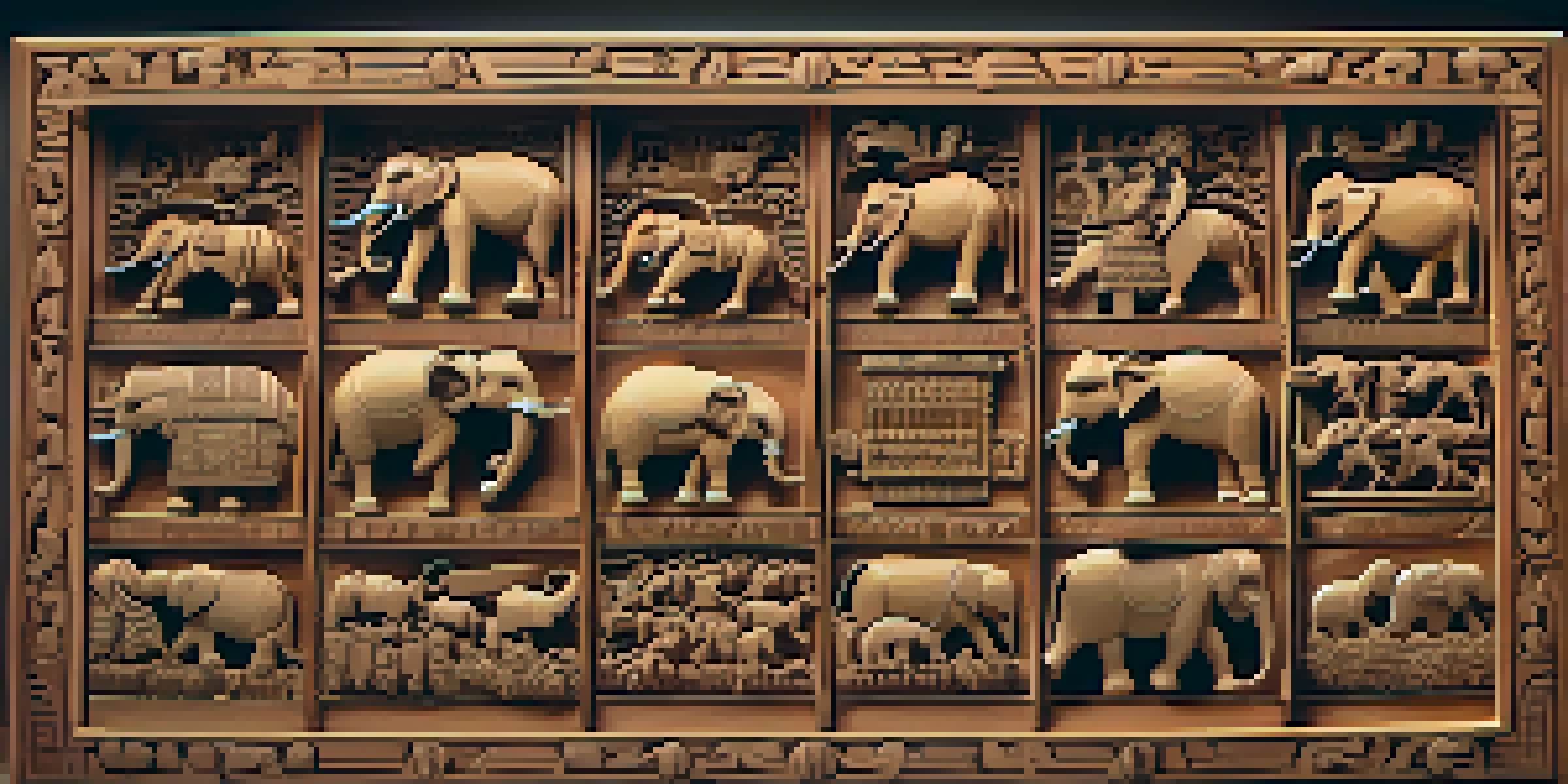 A wooden Chaturanga board with detailed pieces set on an 8x8 grid, illuminated by soft lighting.