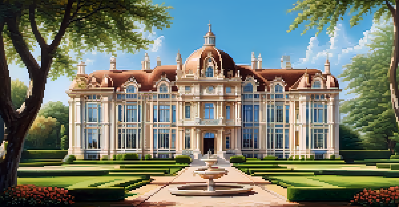 An elegant royal heritage property with intricate architectural details and manicured lawns.