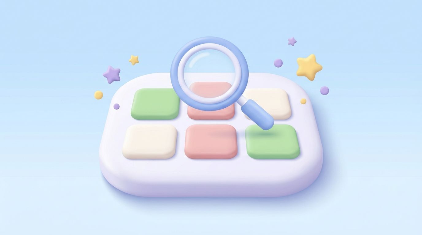 Minimal 3D clay illustration of pastel app icons on a platform, representing free Shopify SEO apps.