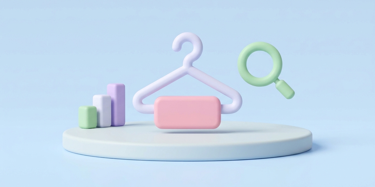 Minimal 3D clay illustration of a soft pastel clothing item, representing Shopify SEO for fashion stores.