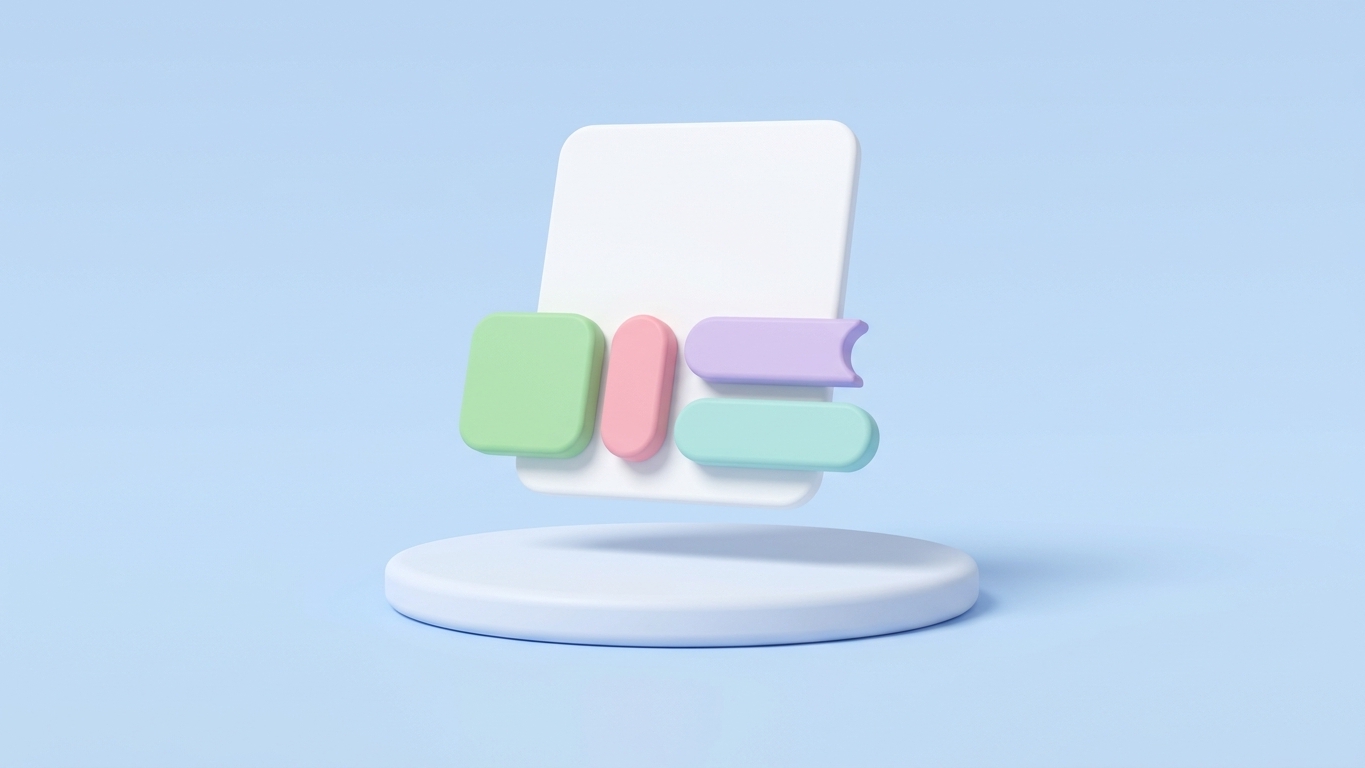 Blurred article main image. Minimal 3D illustration of a floating page card on a platform showing JSON-LD structured data markup.
