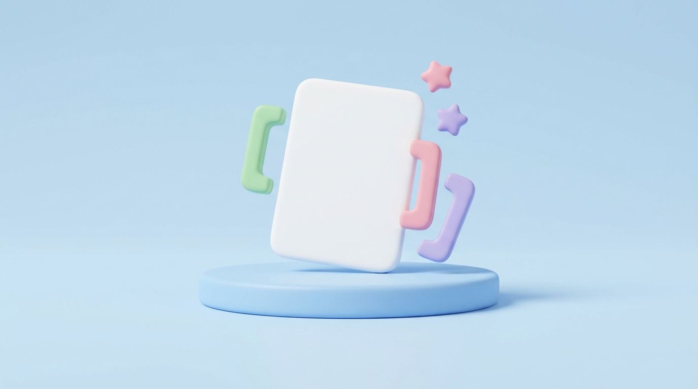 Minimal 3D illustration of a white page card on a platform showing JSON-LD schema markup for Shopify.