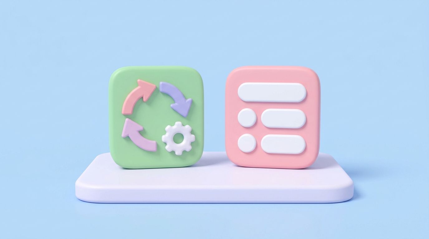 Minimal 3D illustration of pastel clay shapes comparing Seokai and Yoast SEO automation for Shopify.