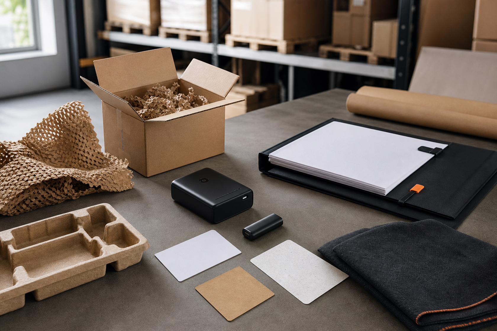 Packaging materials, unbranded electronics, battery component and compliance folder