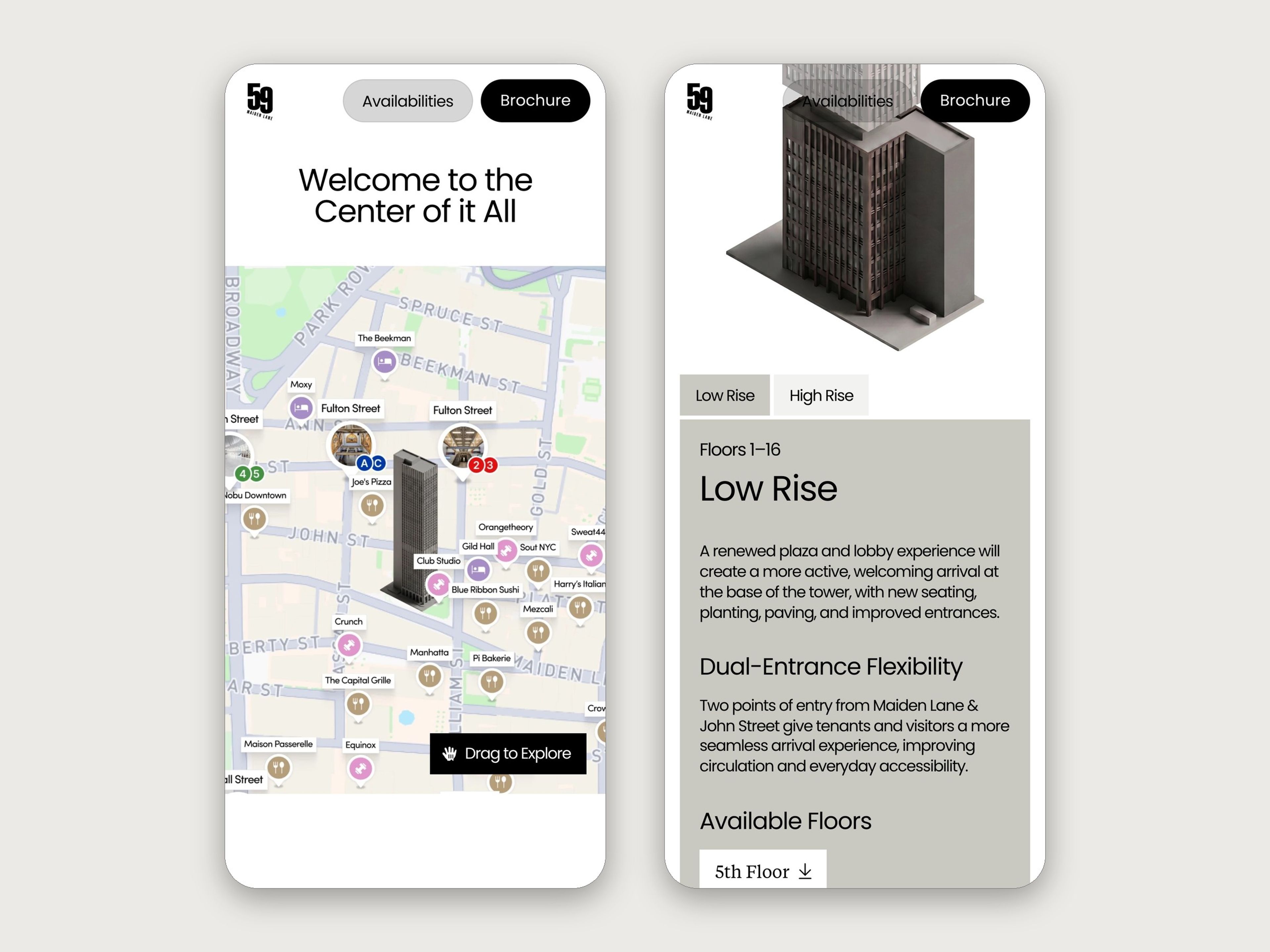 59 Maiden Lane website, mobile screen 8