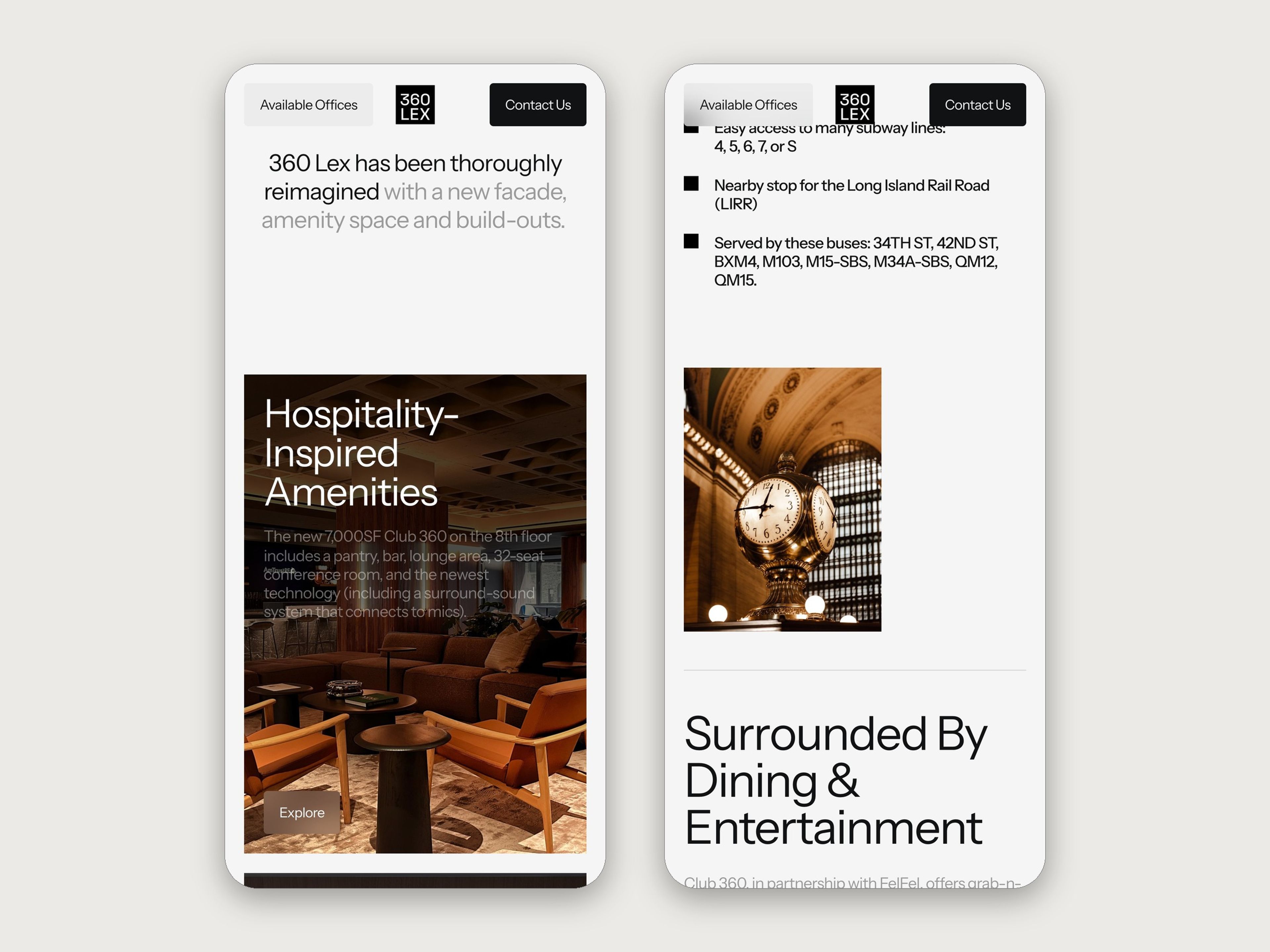 360 Lexington Avenue website, mobile screen 8