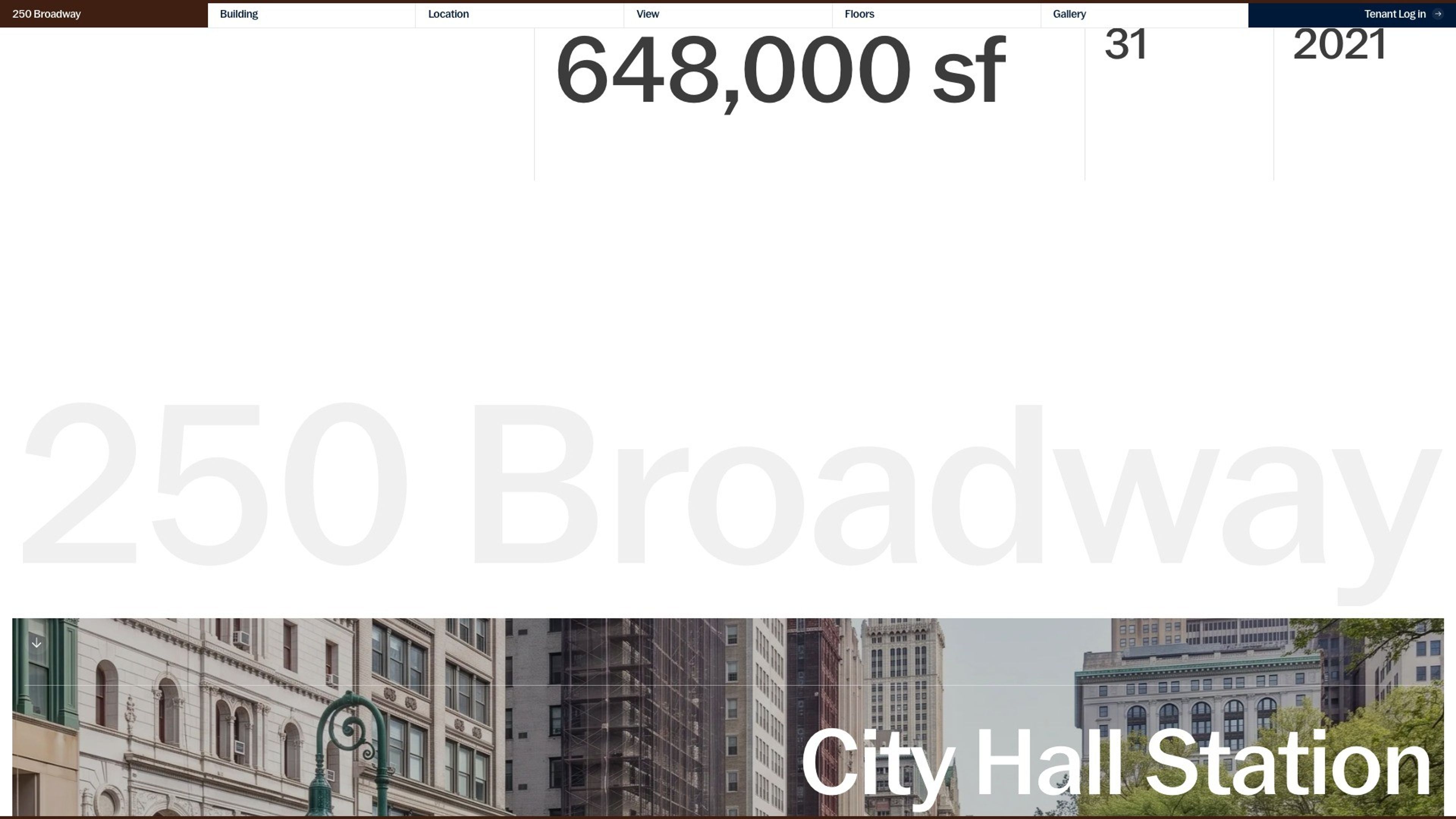 250 Broadway website, desktop screen 2