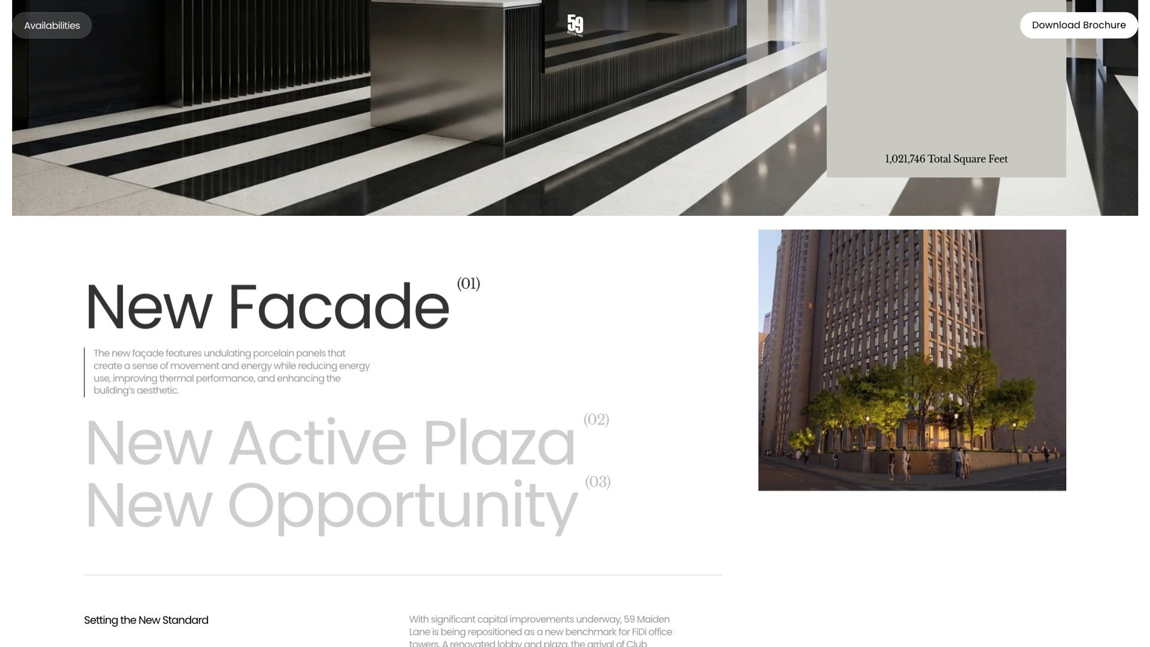 59 Maiden Lane website, desktop screen 3