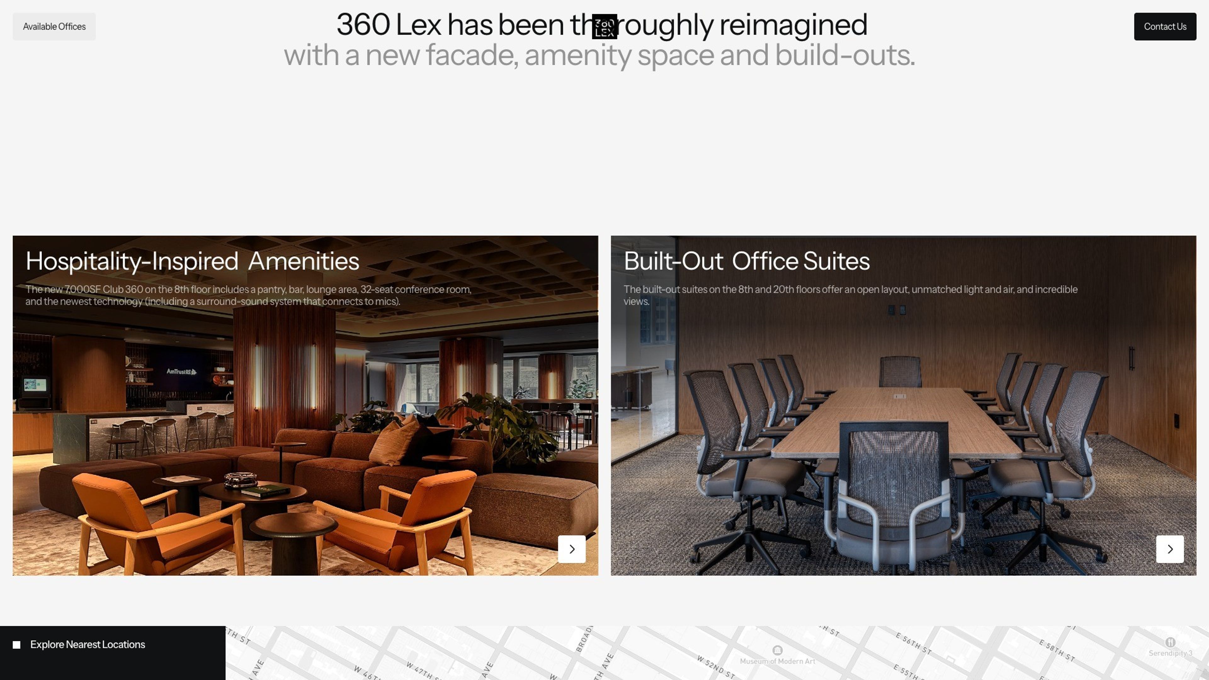 360 Lexington Avenue website, desktop screen 3