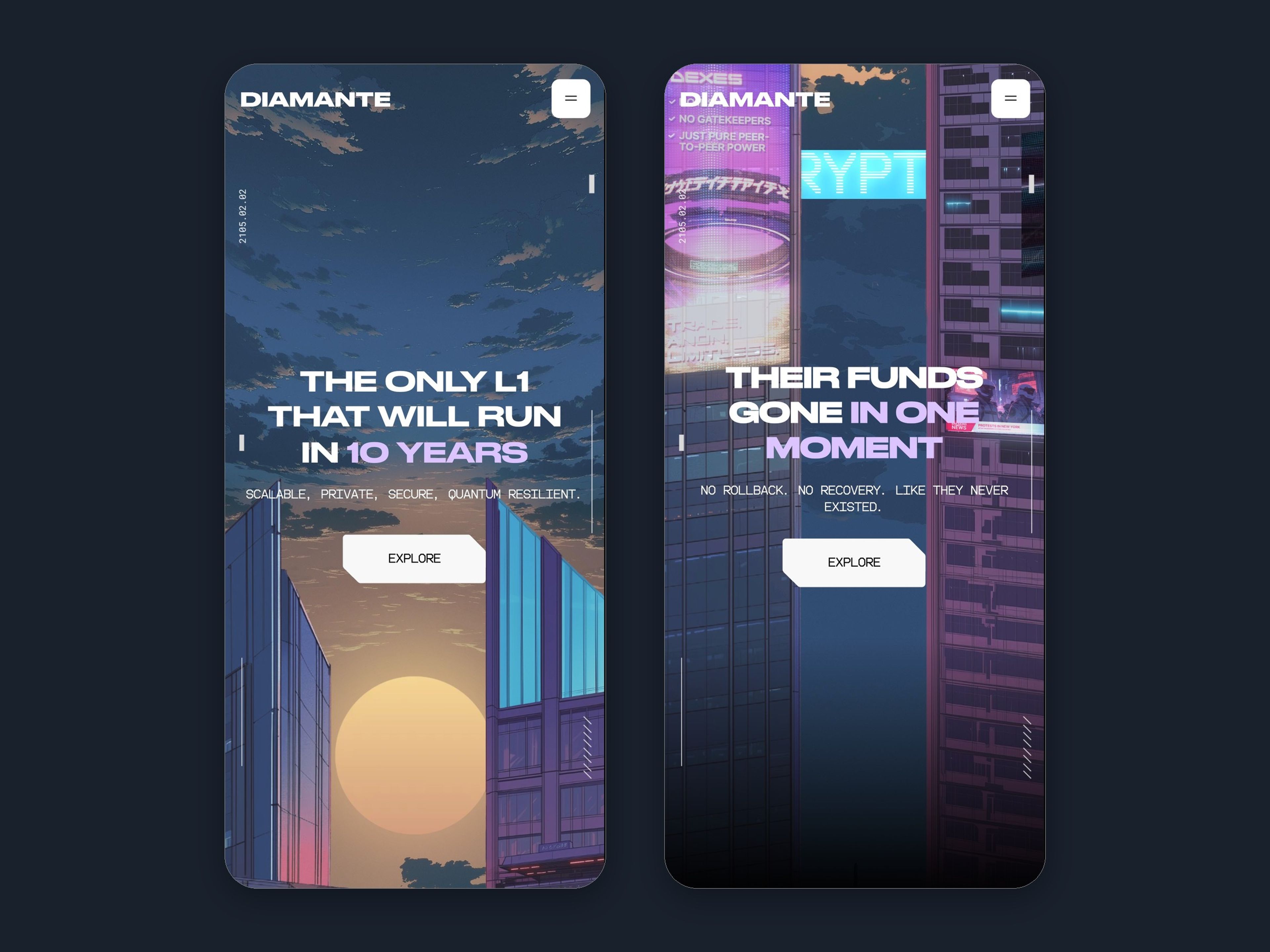 Diamante website, mobile screen 7