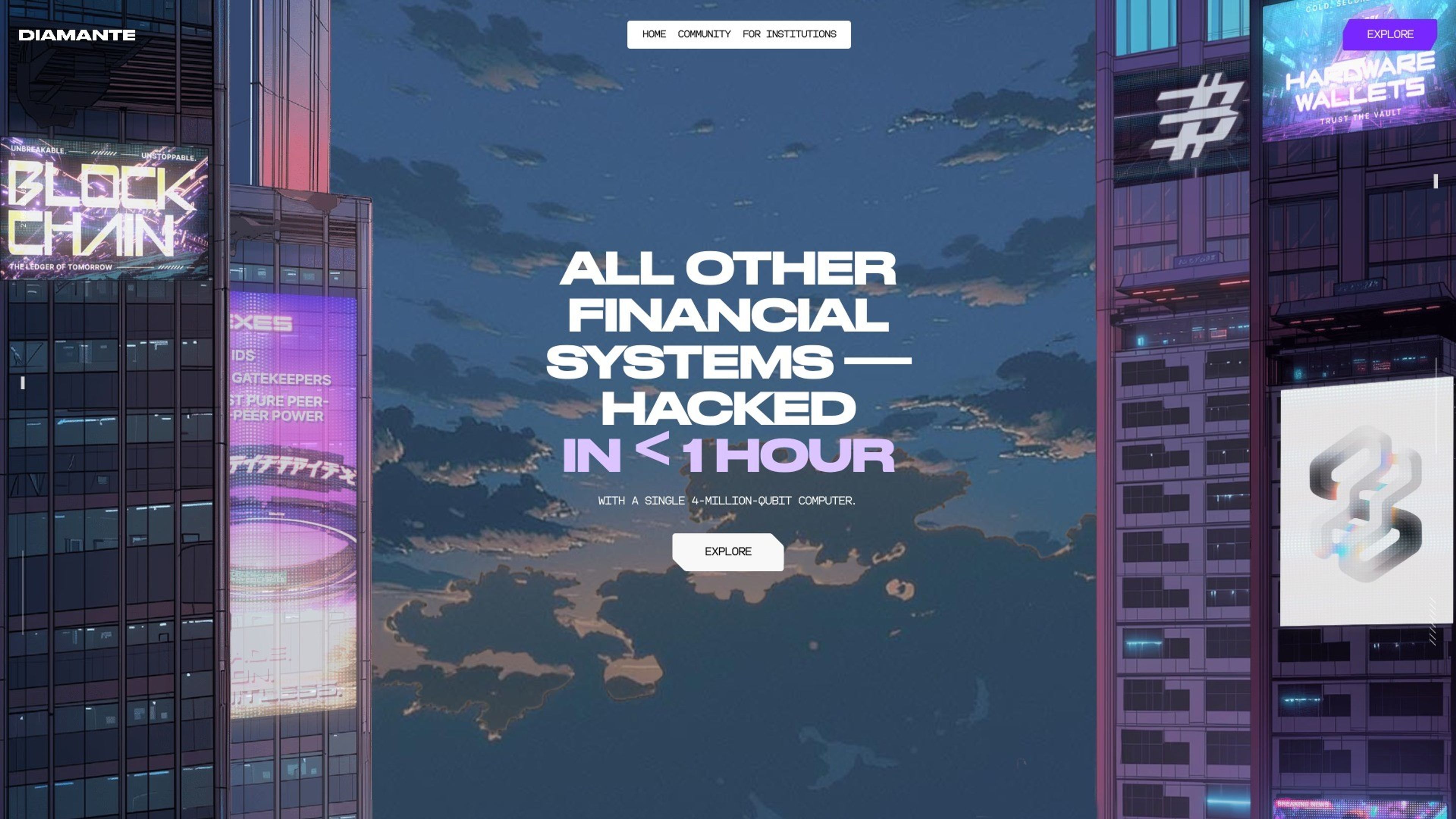 Diamante website, desktop screen 2
