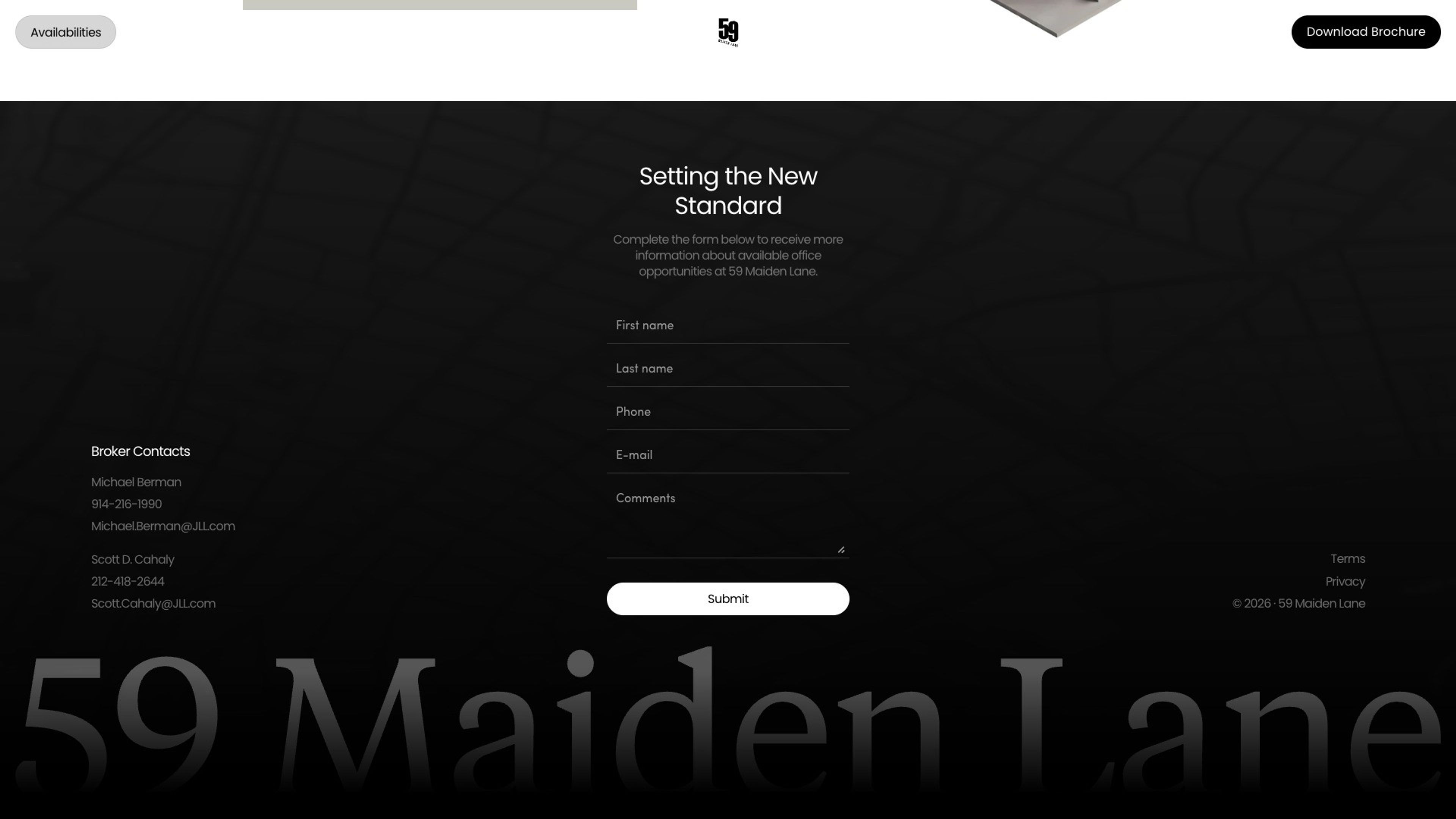 59 Maiden Lane website, desktop screen 6