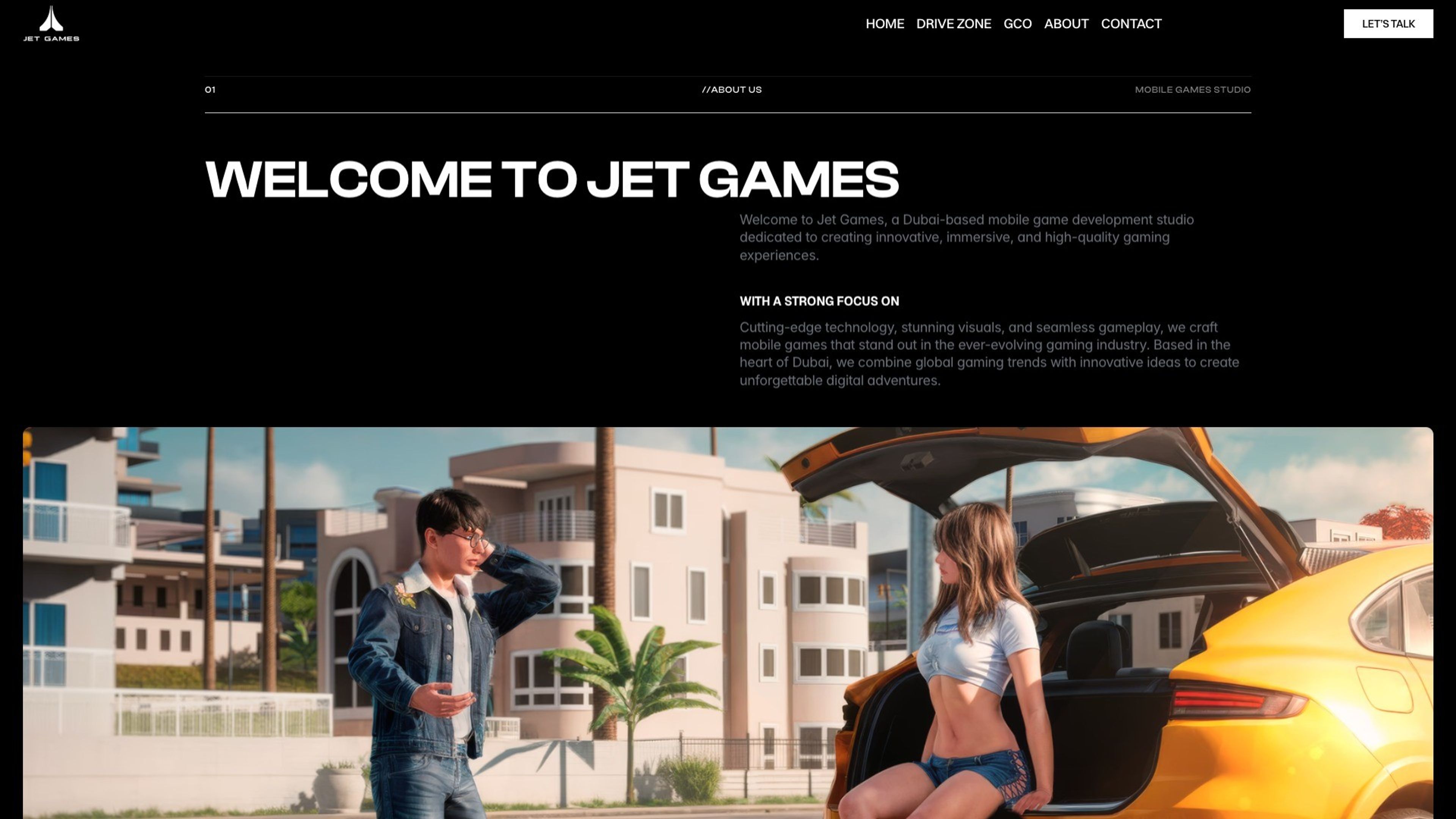 Jet Games website, desktop screen 2