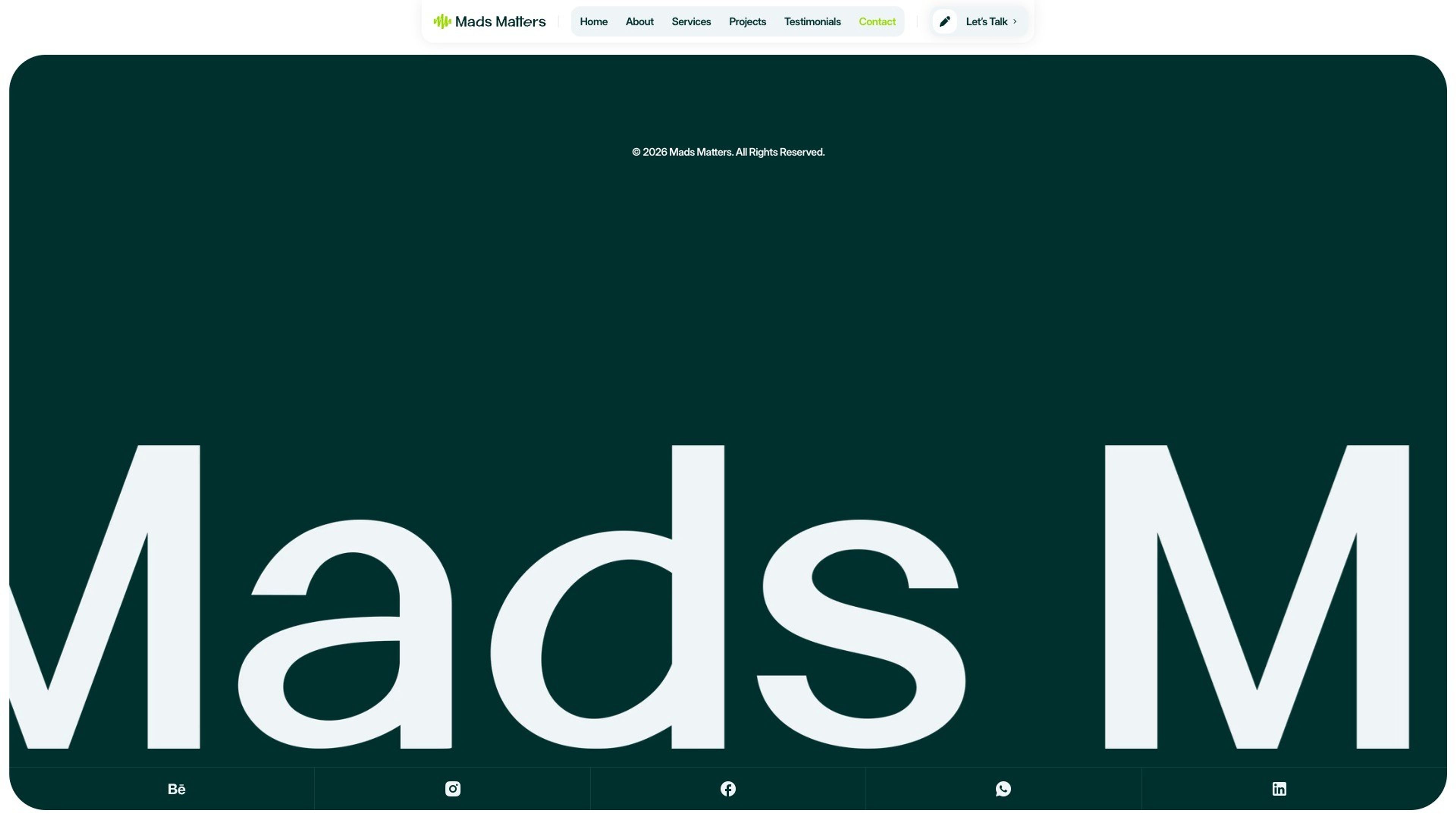 Mads Matters website, desktop screen 7