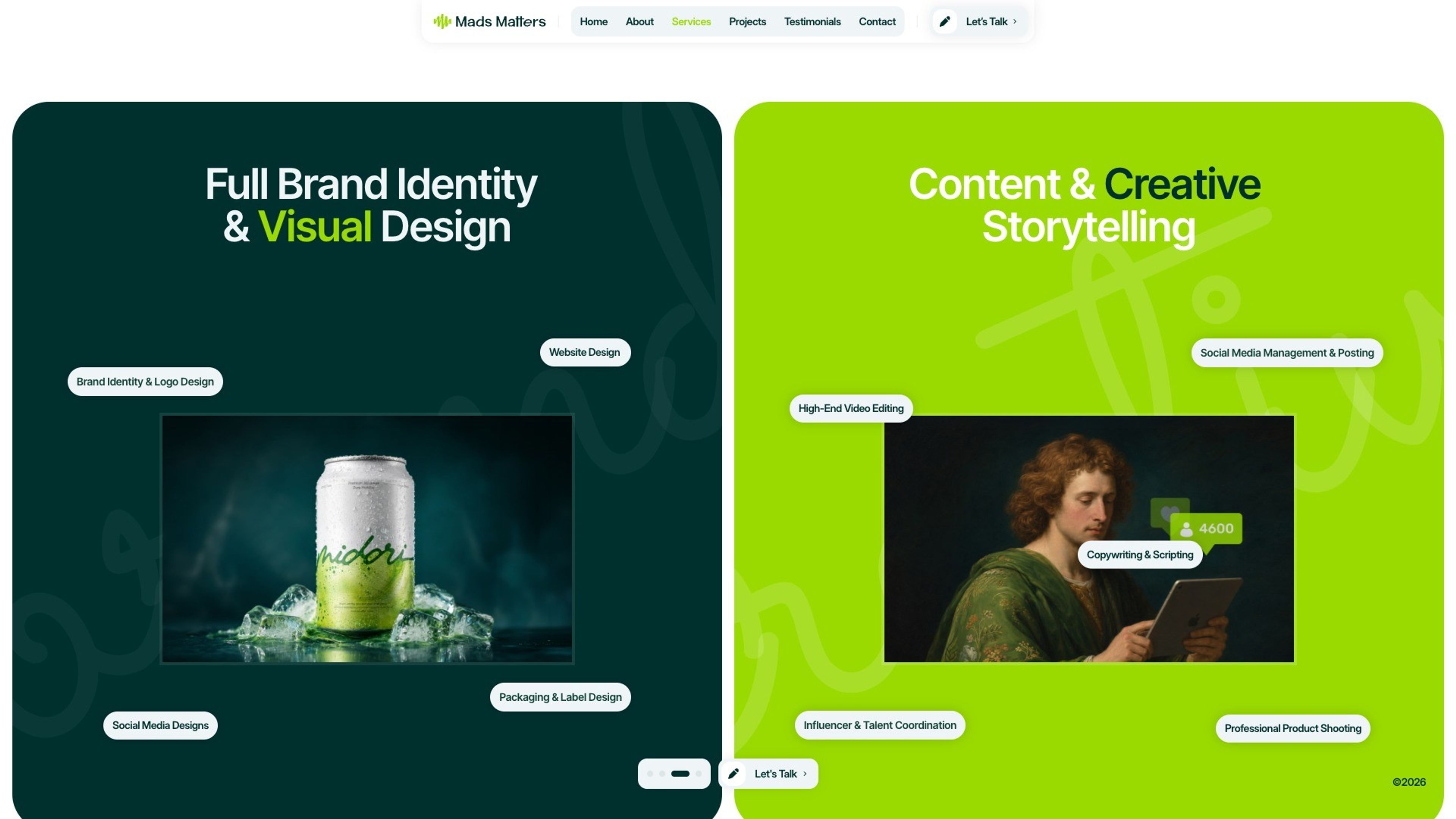 Mads Matters website, desktop screen 3