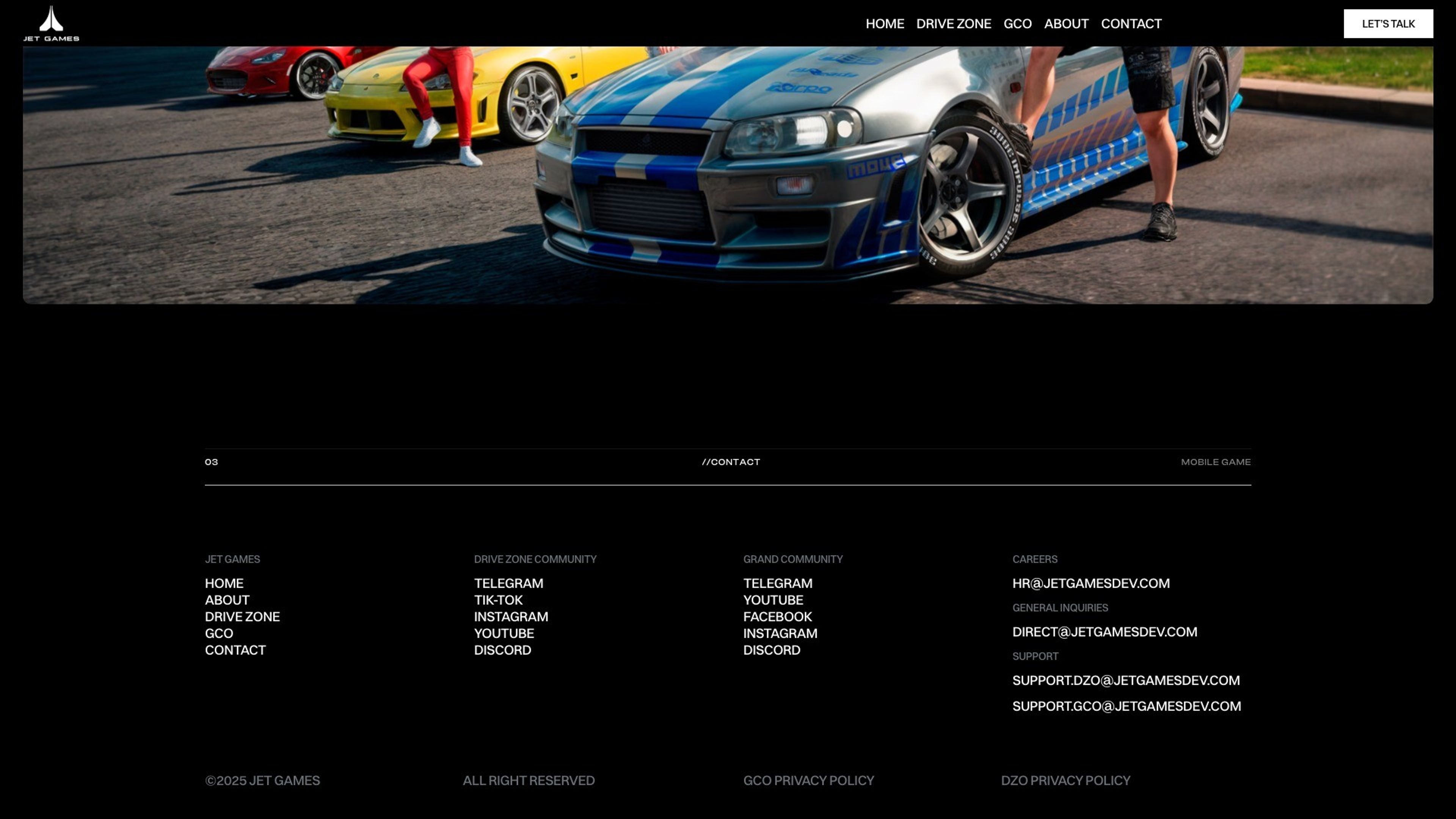 Jet Games website, desktop screen 6