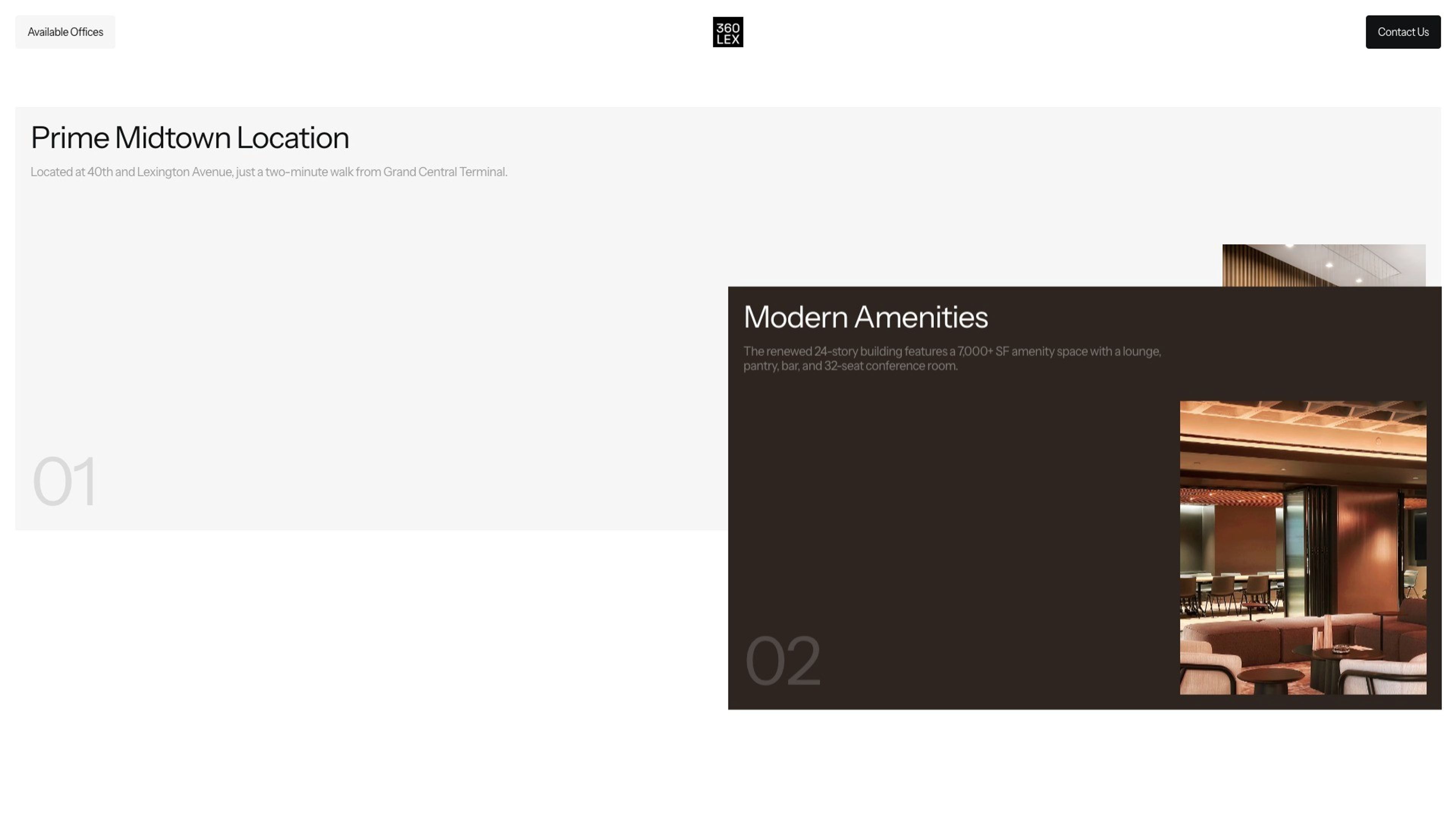 360 Lexington Avenue website, desktop screen 2