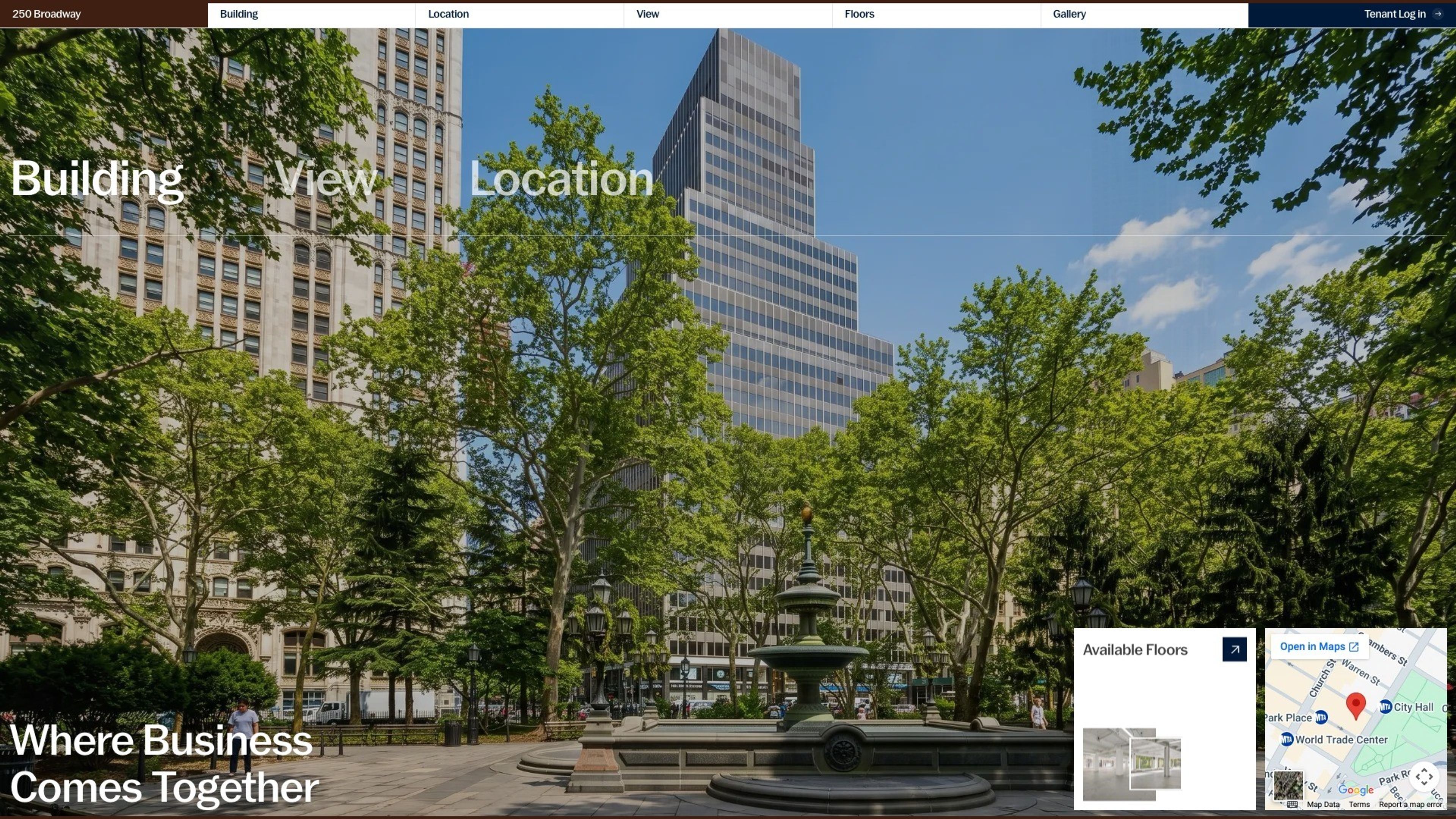 250 Broadway website, desktop screen 1