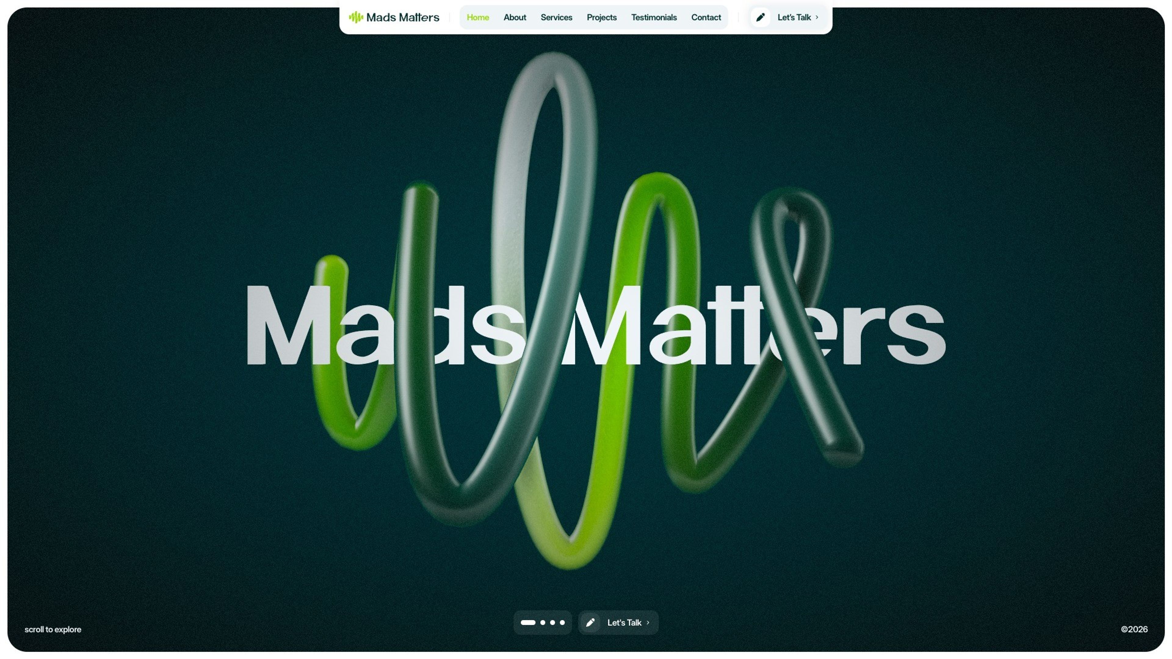 Mads Matters website, desktop screen 1