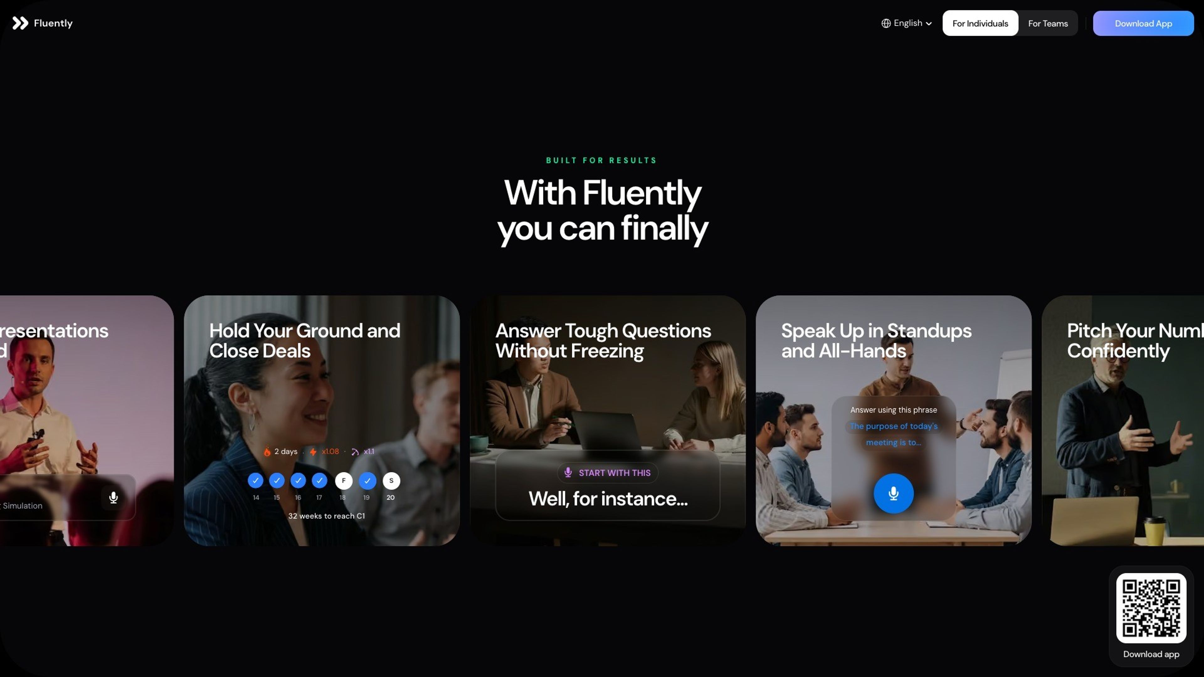 Fluently website, desktop screen 7