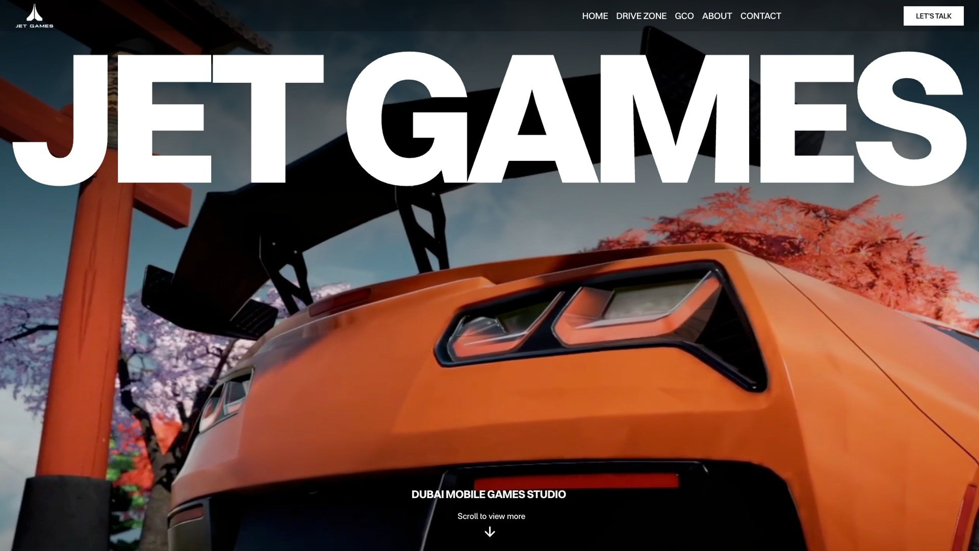 Jet Games website, desktop screen 1
