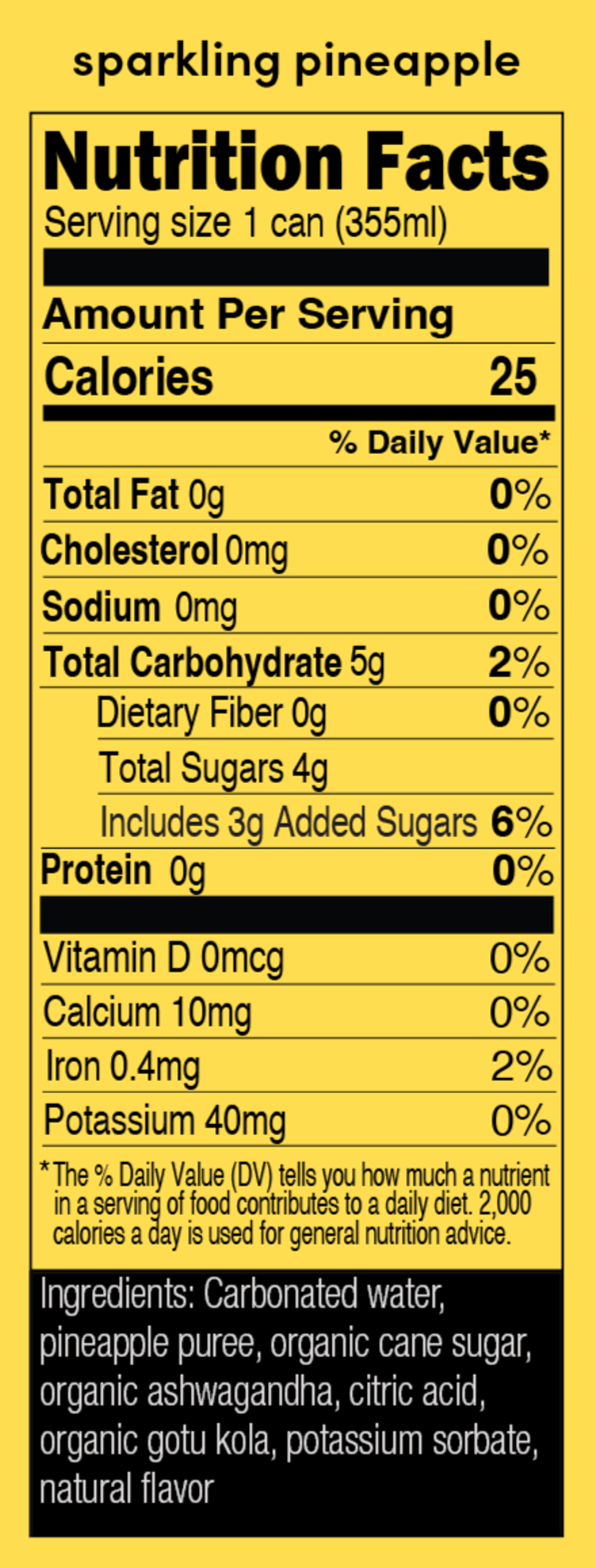sparkling pineapple nutrition facts