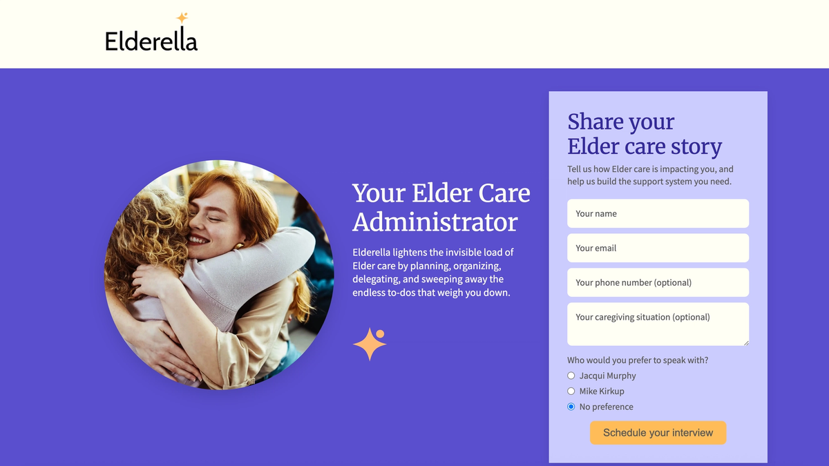 Screenshot from elderella.com